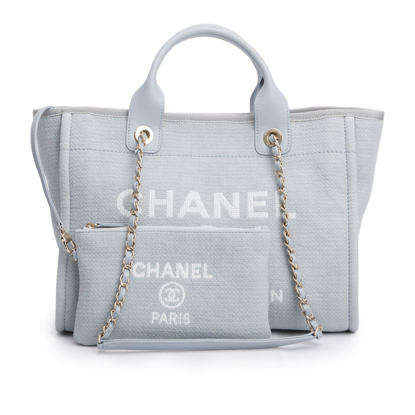 Chanel Mixed Fibers Deauville Blue Travel Bag Pouch Box