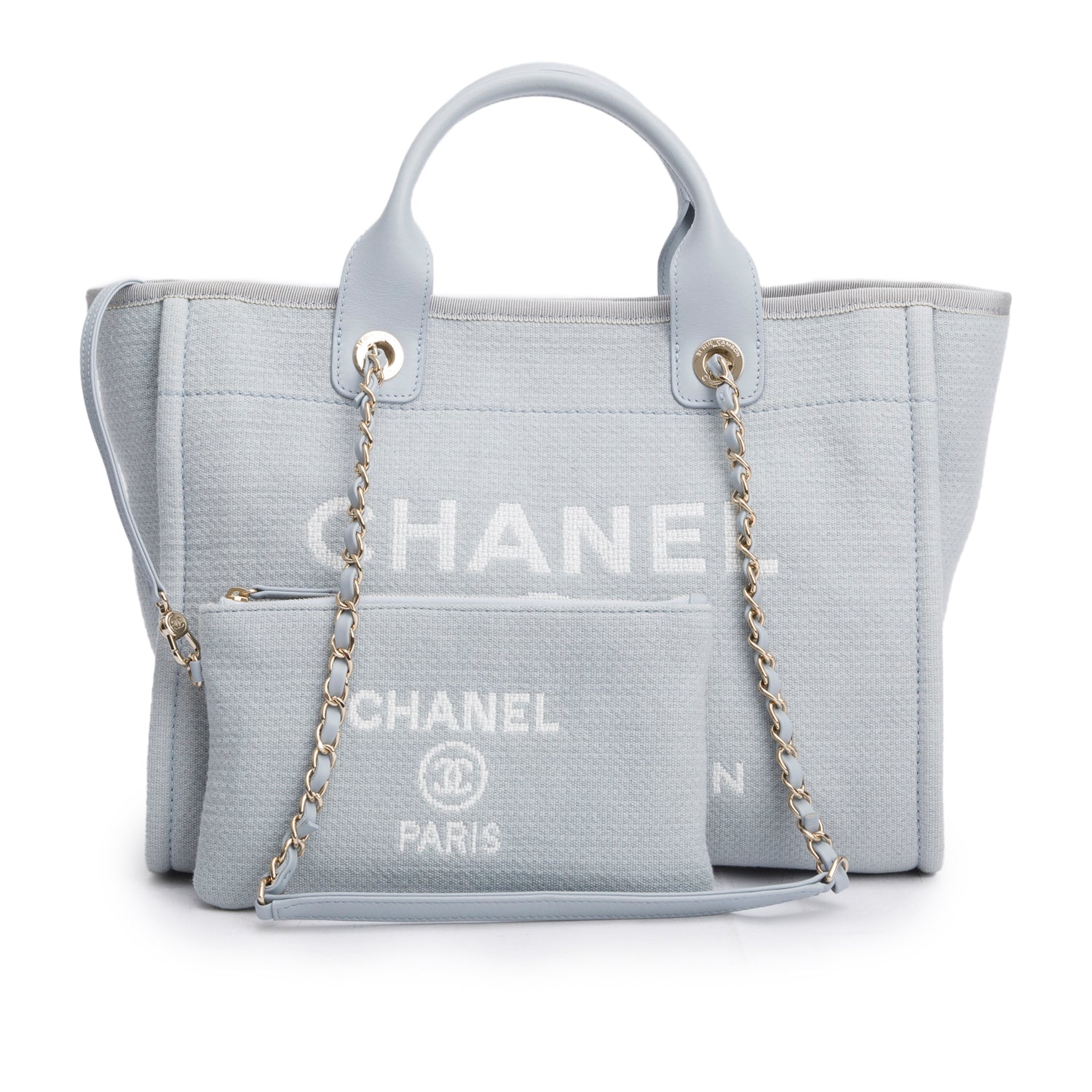 Chanel Mixed Fibers Deauville Blue Travel Bag Pouch Box