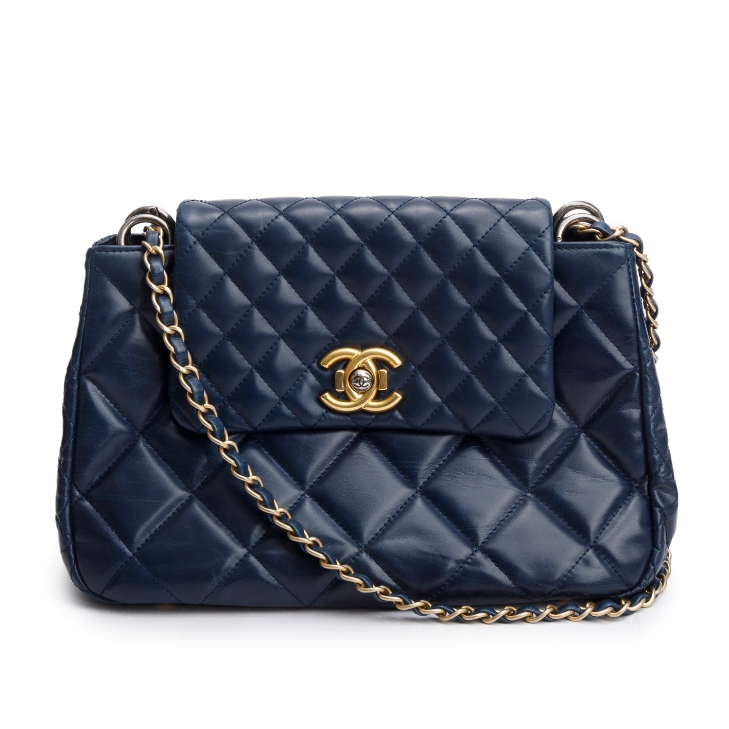 Chanel Navy Aged Quilted Daily Walk Calfskin Travel Bag