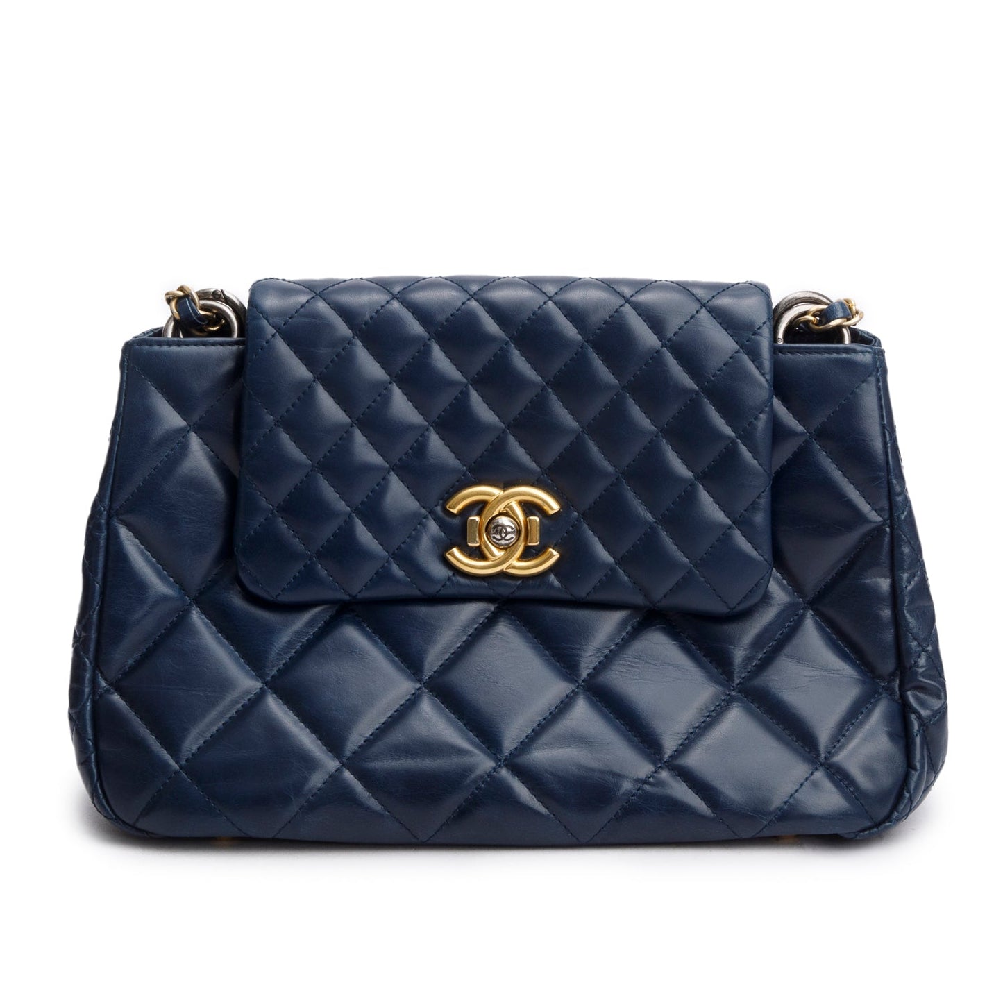 Chanel Navy Aged Quilted Daily Walk Calfskin Travel Bag