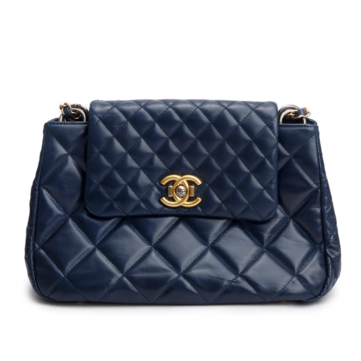 Chanel Navy Aged Quilted Daily Walk Calfskin Travel Bag