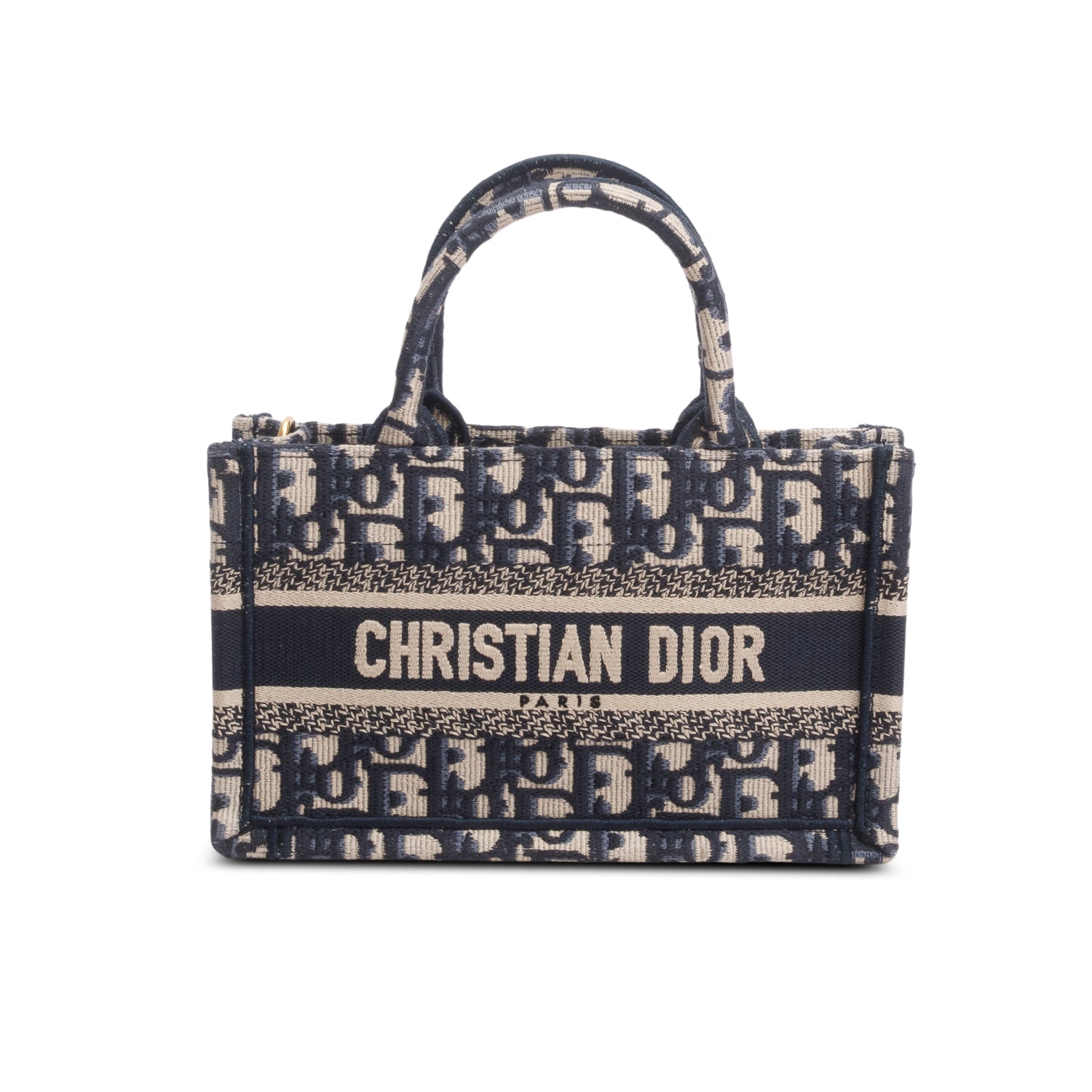 Dior Christian Oblique Embroidered Book Tote Handbag Blue Tote Bag
