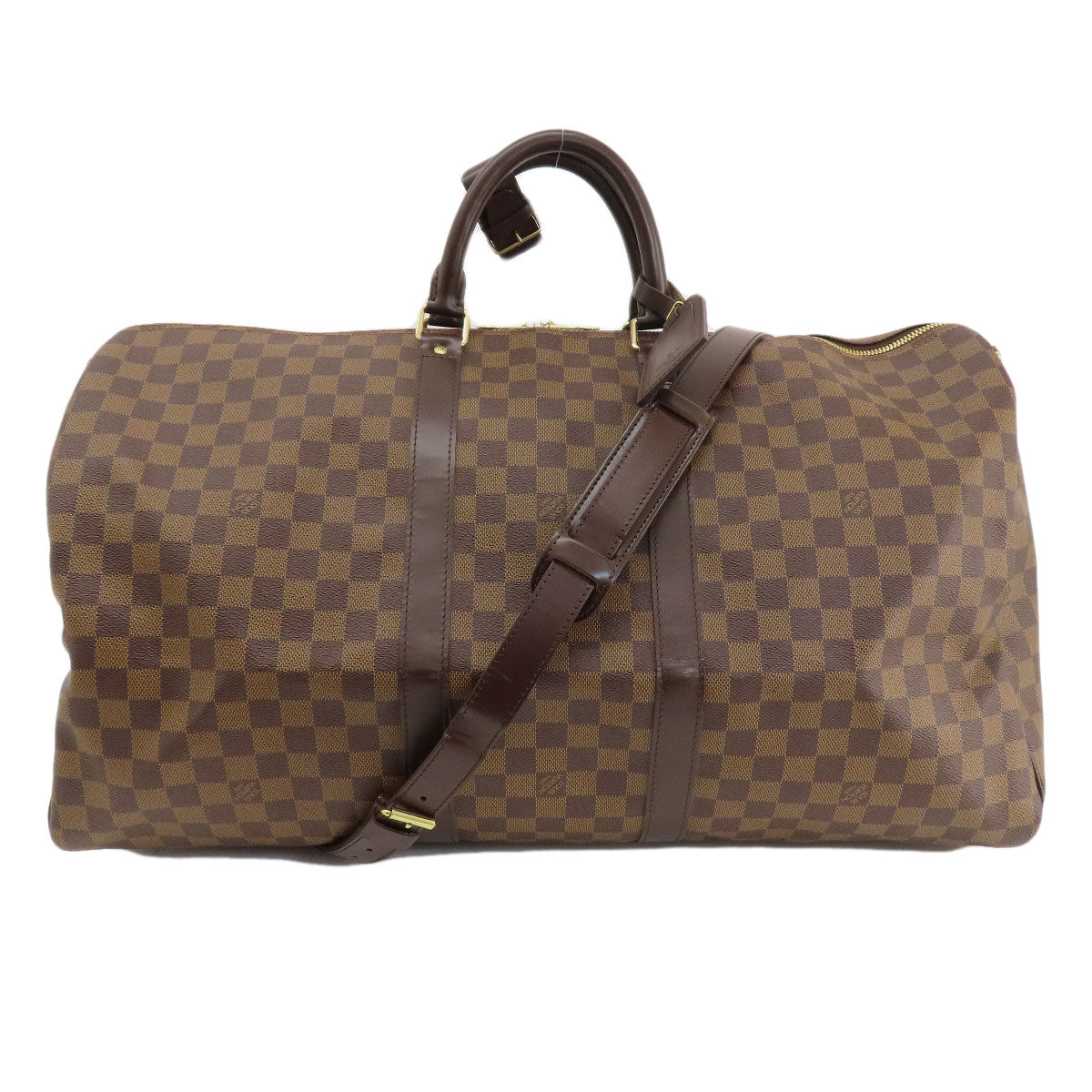 Louis Vuitton Boston Duffel N41414 Damier Keepall Canvas Brown Travel Bag 2