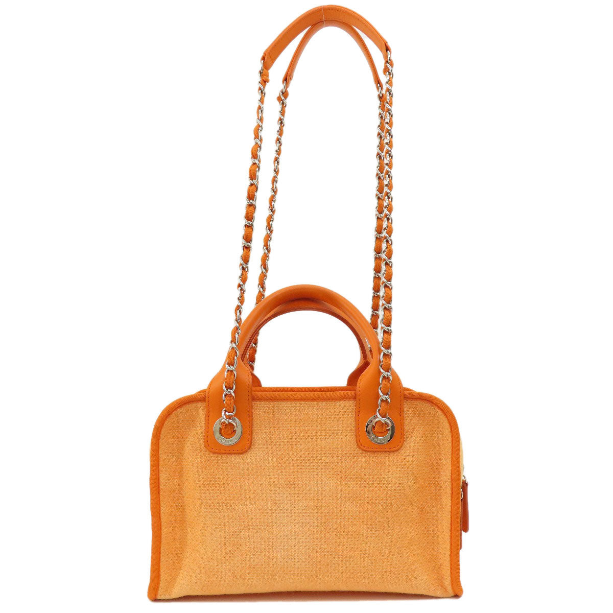 Chanel Deauville Bowling SilverMetal 2WAY Orange Canvas Shoulder Bag