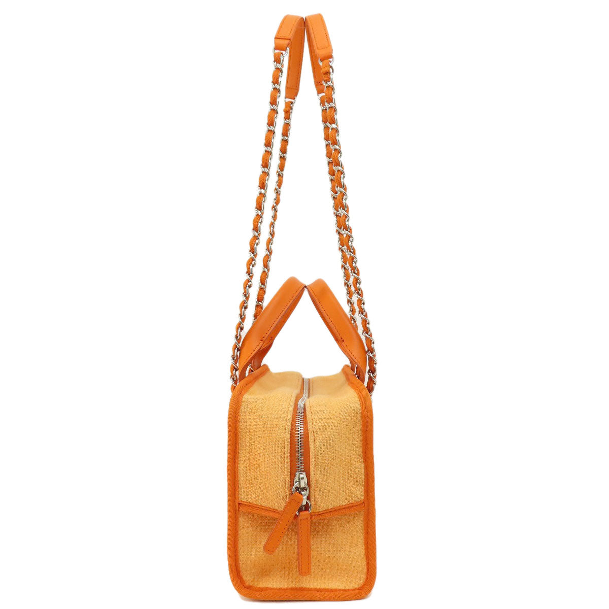 Chanel Deauville Bowling SilverMetal 2WAY Orange Canvas Shoulder Bag