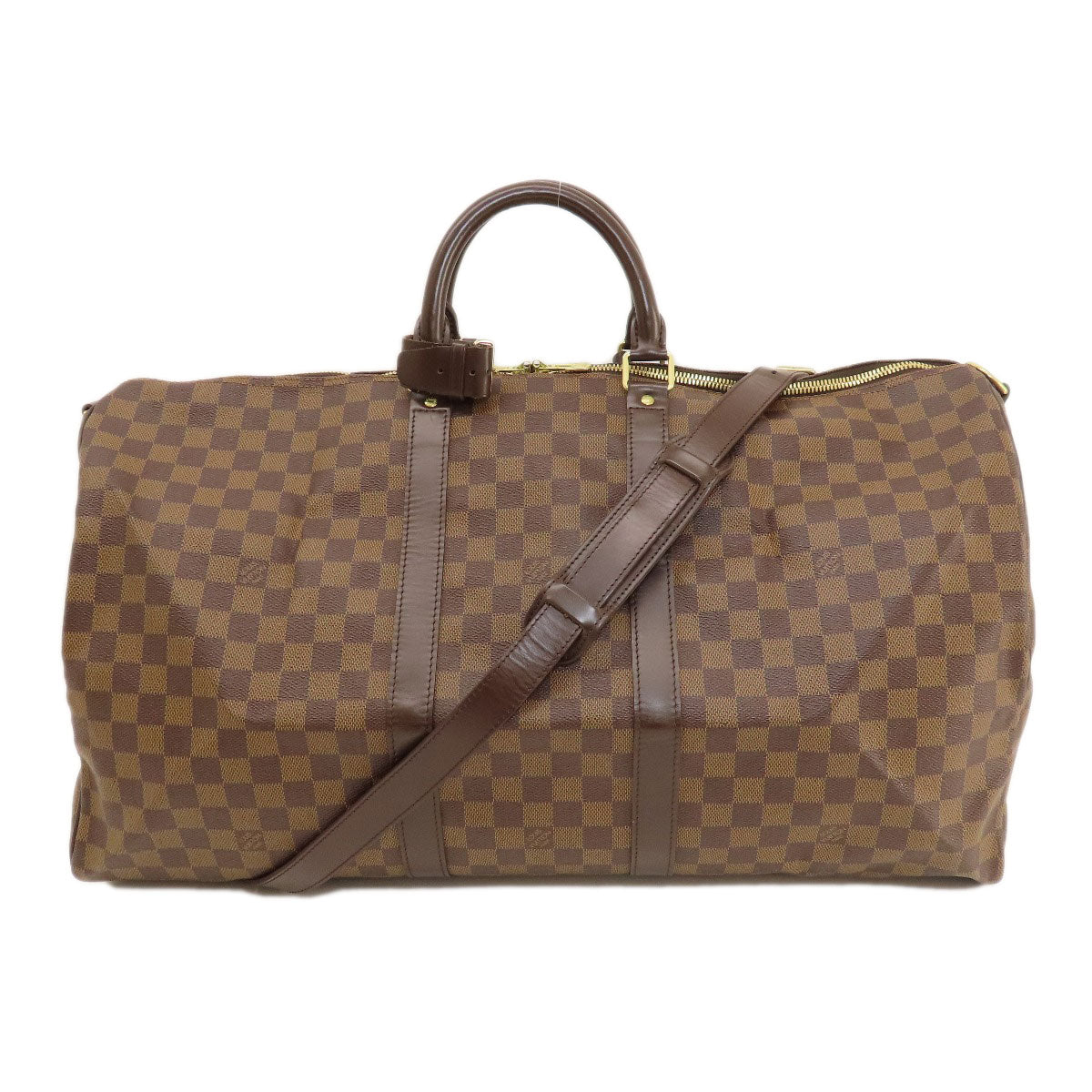 Louis Vuitton Boston Duffel N41414 Damier Keepall Canvas Brown Travel Bag