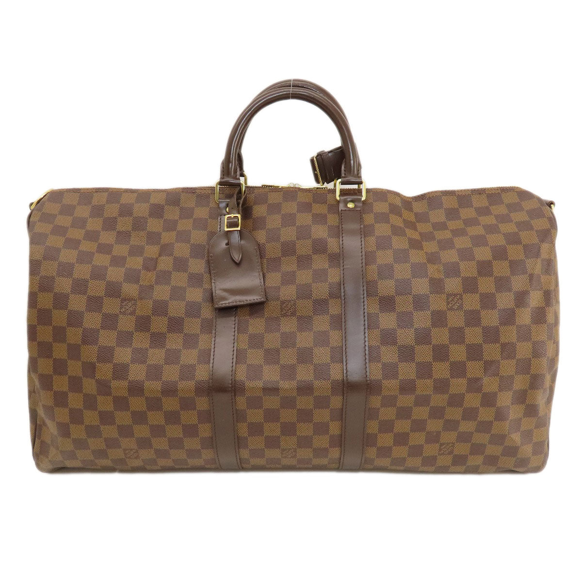 Louis Vuitton Boston Duffel N41414 Damier Keepall Canvas Brown Travel Bag