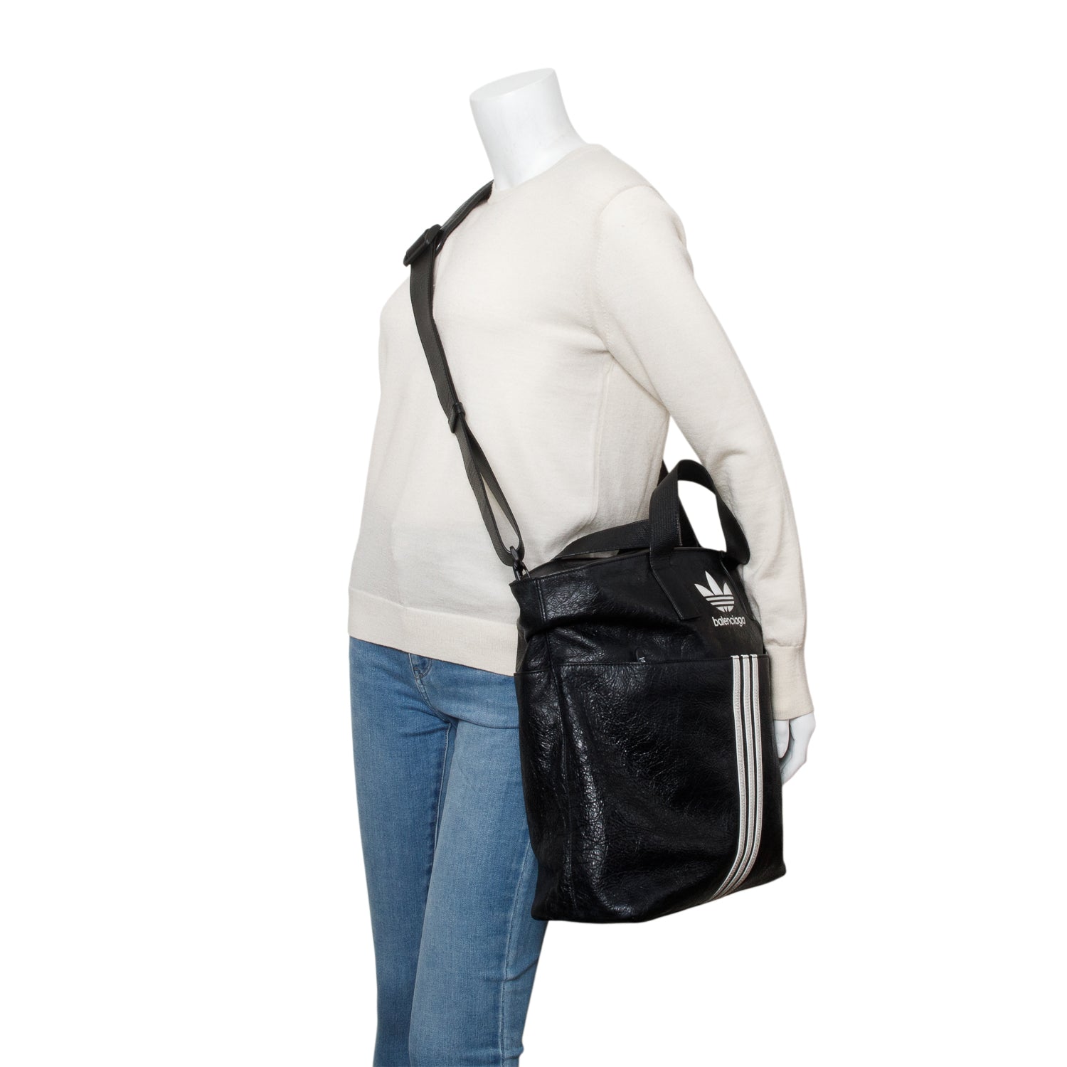 Balenciaga Adidas North South Tote Bag Leather Black