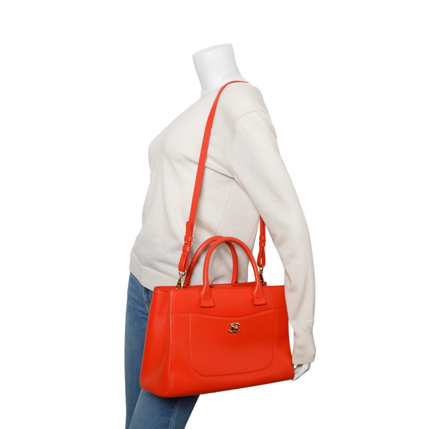 Chanel Grained Neo Executive Shopper Calfskin Red Travel Bag