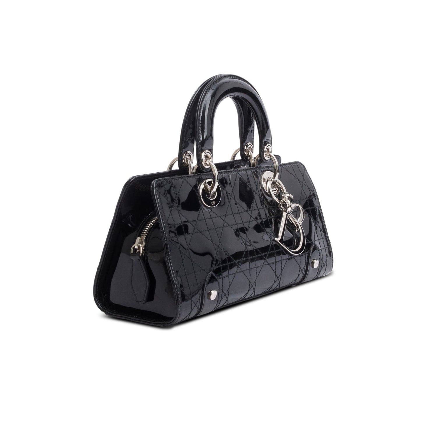 Dior Christian Patent Cannage Calfskin East West Lady Leather Black Travel Bag