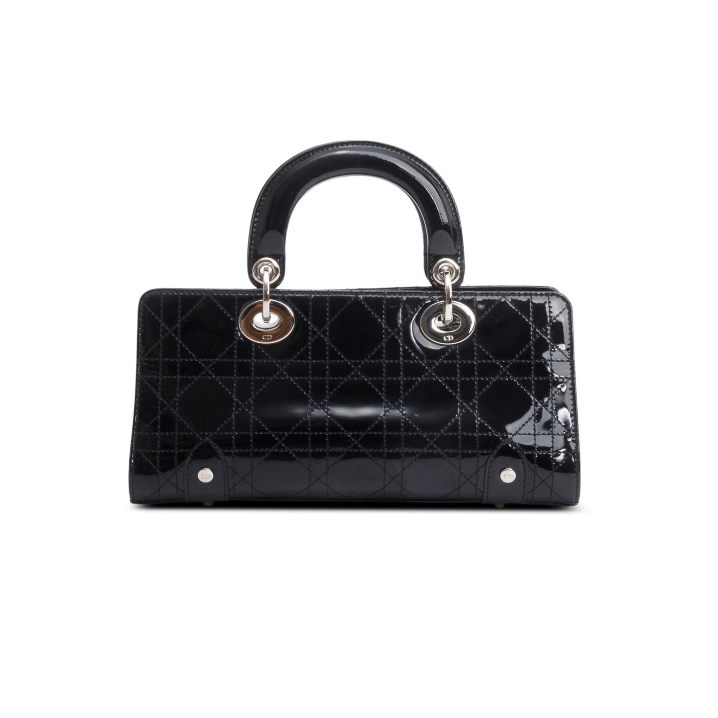 Dior Christian Patent Cannage Calfskin East West Lady Leather Black Travel Bag