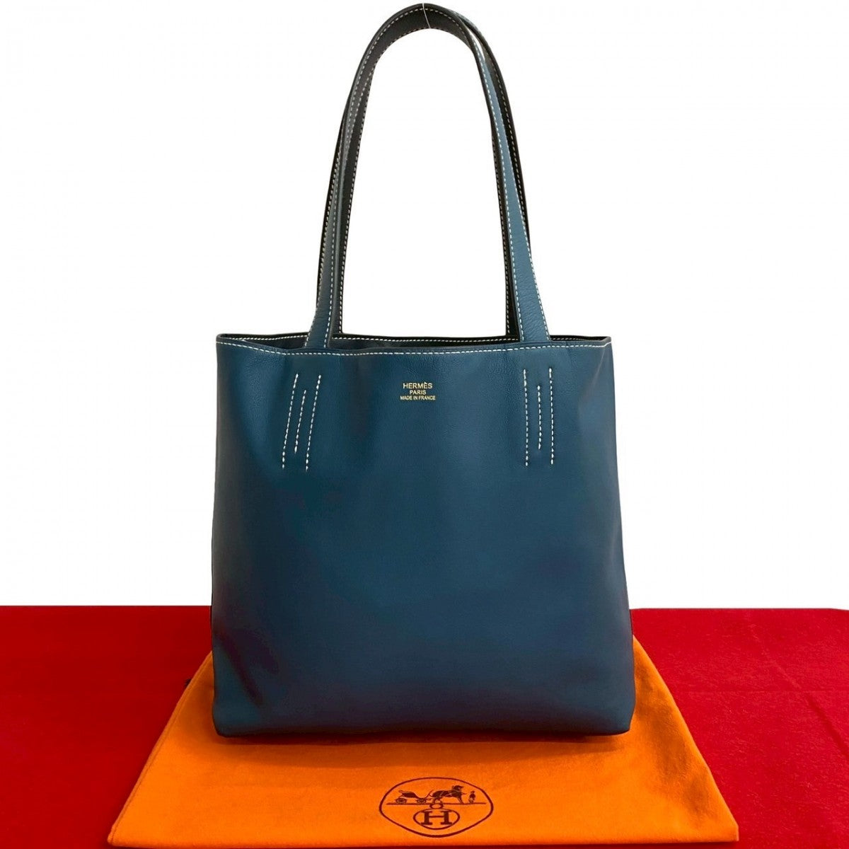 Tote Bag Doble Sense Leather Blue