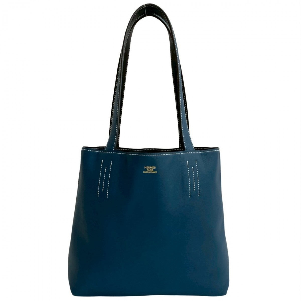 Hermes Tote Bag Doble Sense Leather Blue