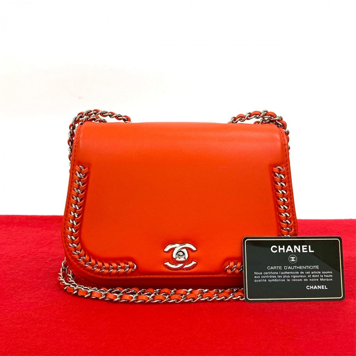 Chanel COCO Mark Orange Leather Shoulder Bag