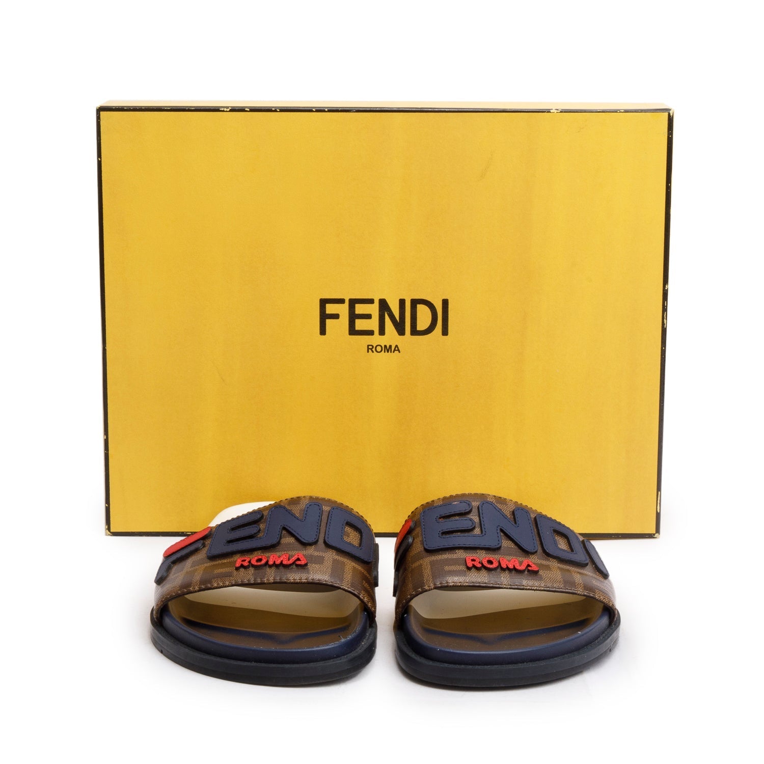 Fendi Fila Zucca Ff Rubber Slides Men Size Canvas Logo Travel Bag