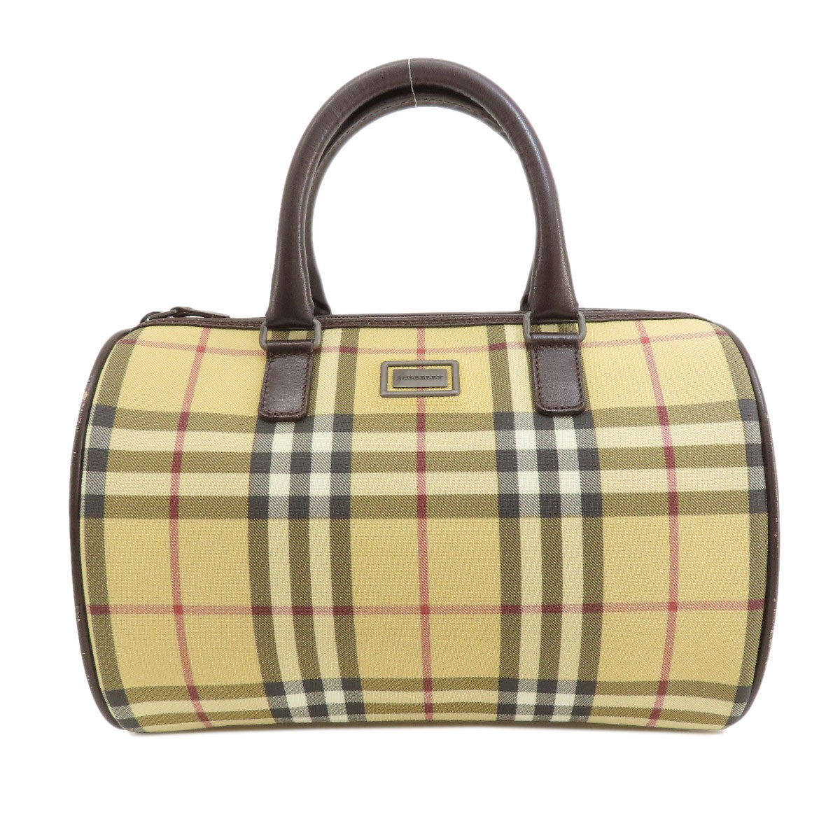 Burberry Nova Check Handbag Canvas Beige Travel Bag