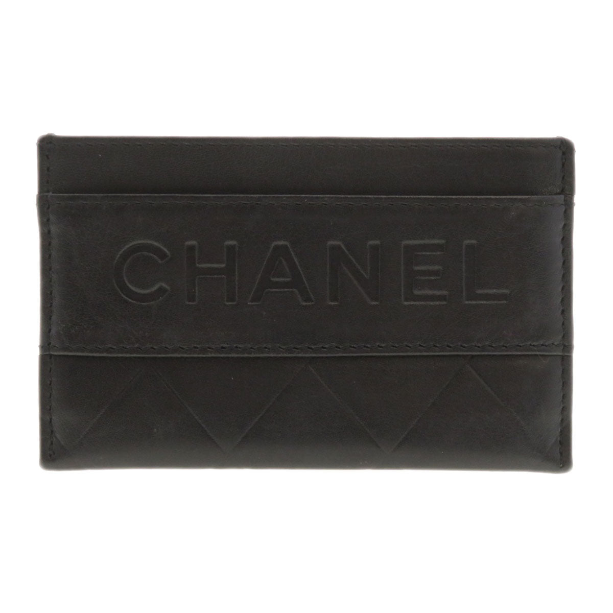 Chanel Card lambskin Logo motif Black Wallet Case