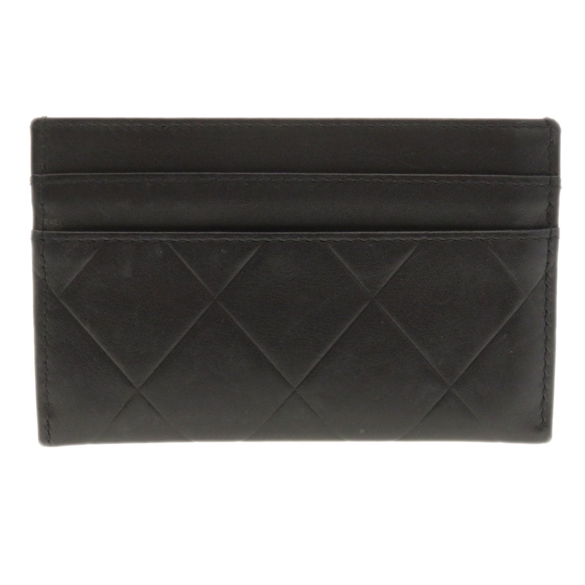 Chanel Card lambskin Logo motif Black Wallet Case