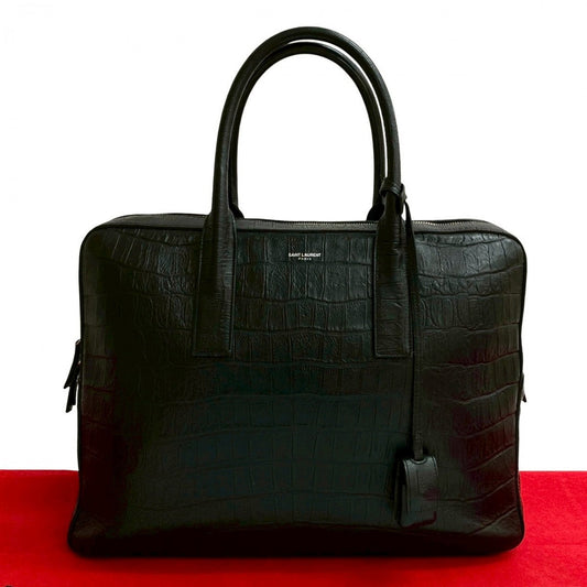 YSL Saint Laurent Yves Business Bag Classic Um Leather Black Travel Bag