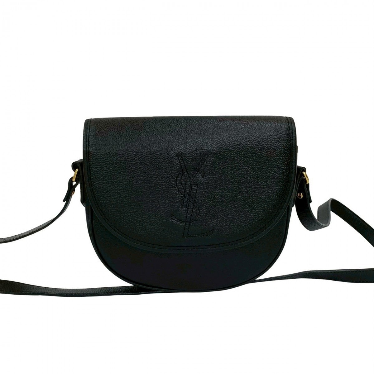 YSL Saint Laurent Yves Shoulder Bag Women Leather Black Logo