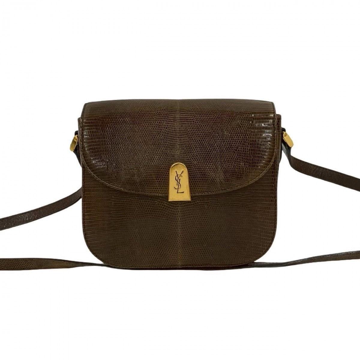 YSL Saint Laurent Shoulder Bag Women Leather Metal Brown