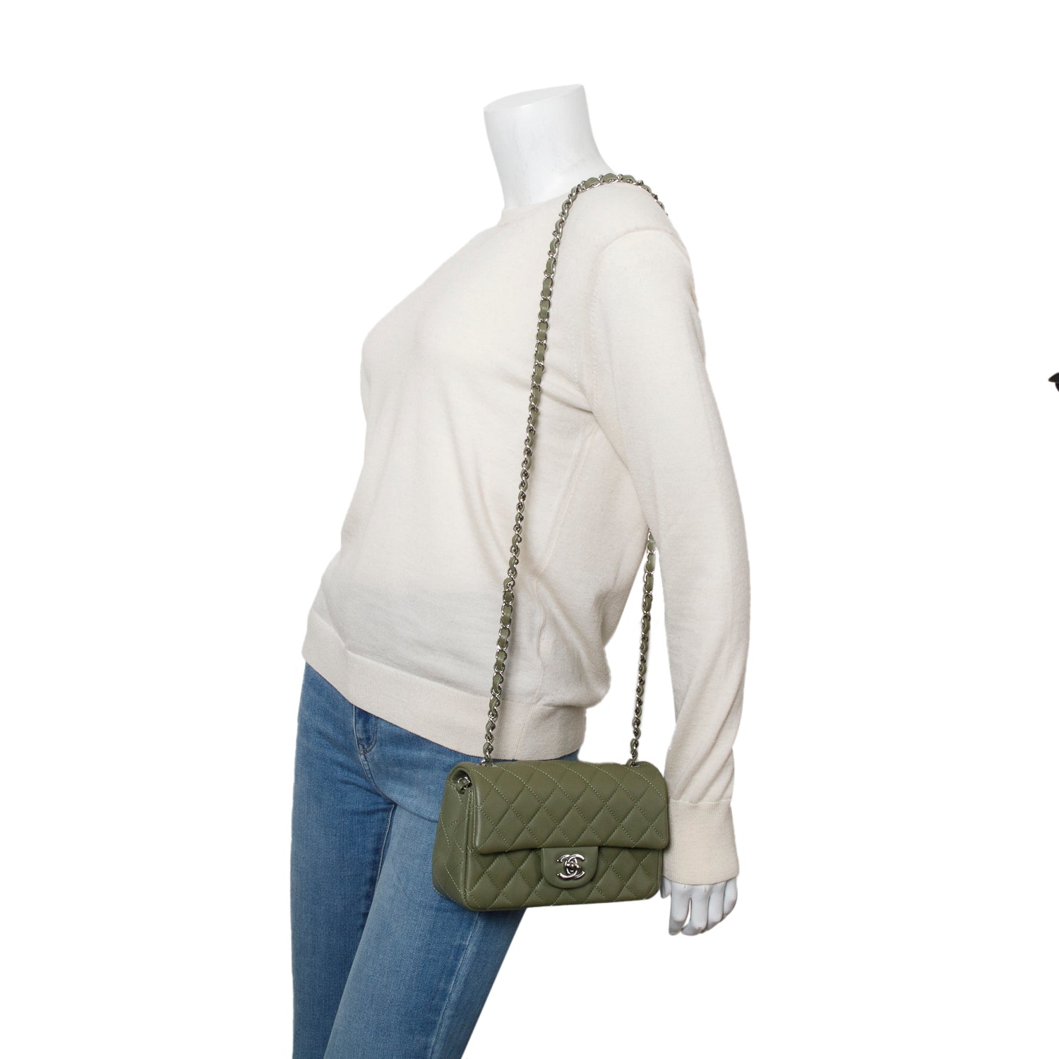 Chanel Oliver Quilted Classic Rectangular Flap Lambskin Green Travel Bag