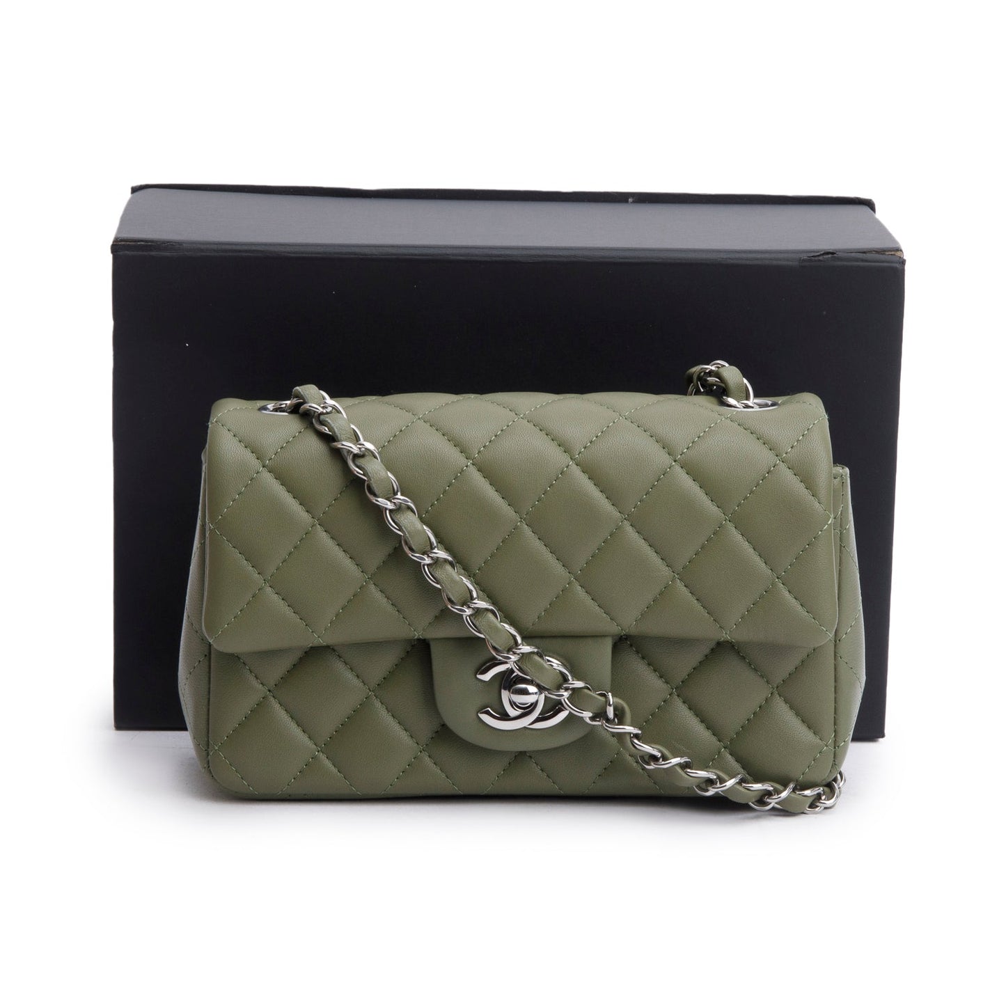 Chanel Oliver Quilted Classic Rectangular Flap Lambskin Green Travel Bag
