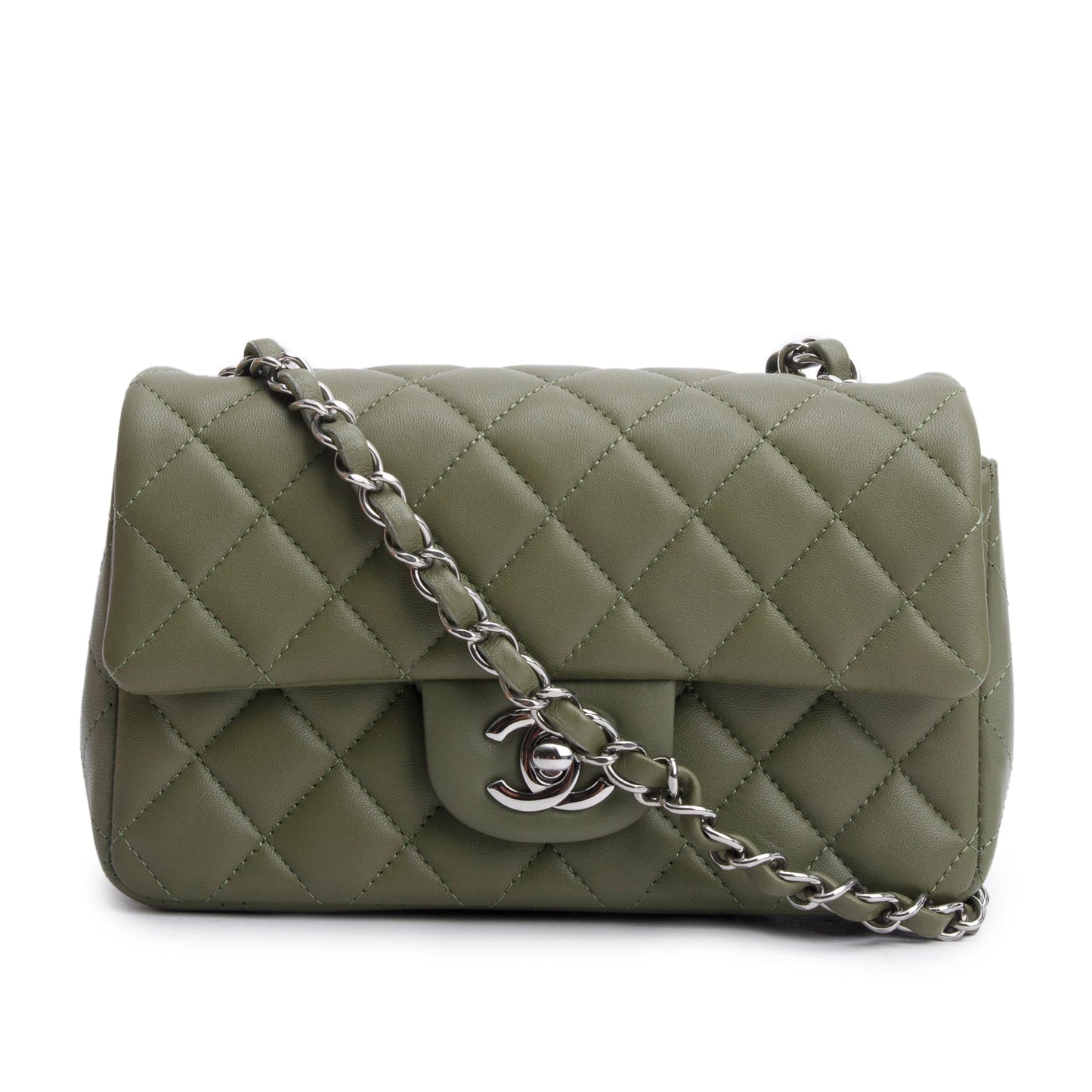 Chanel Oliver Quilted Classic Rectangular Flap Lambskin Green Travel Bag