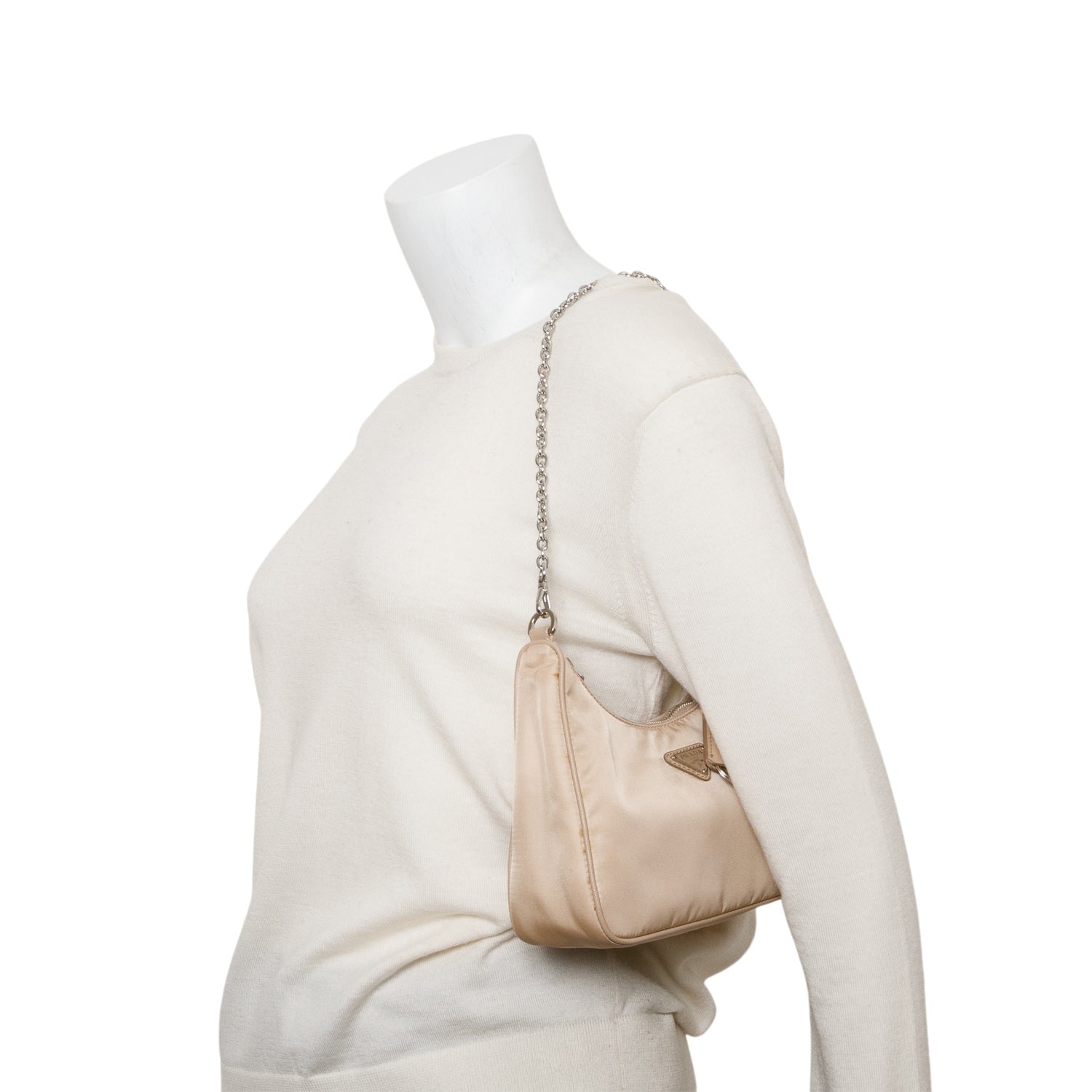 Prada Re Edition Shoulder Bag Nylon Beige Shoulder Bag