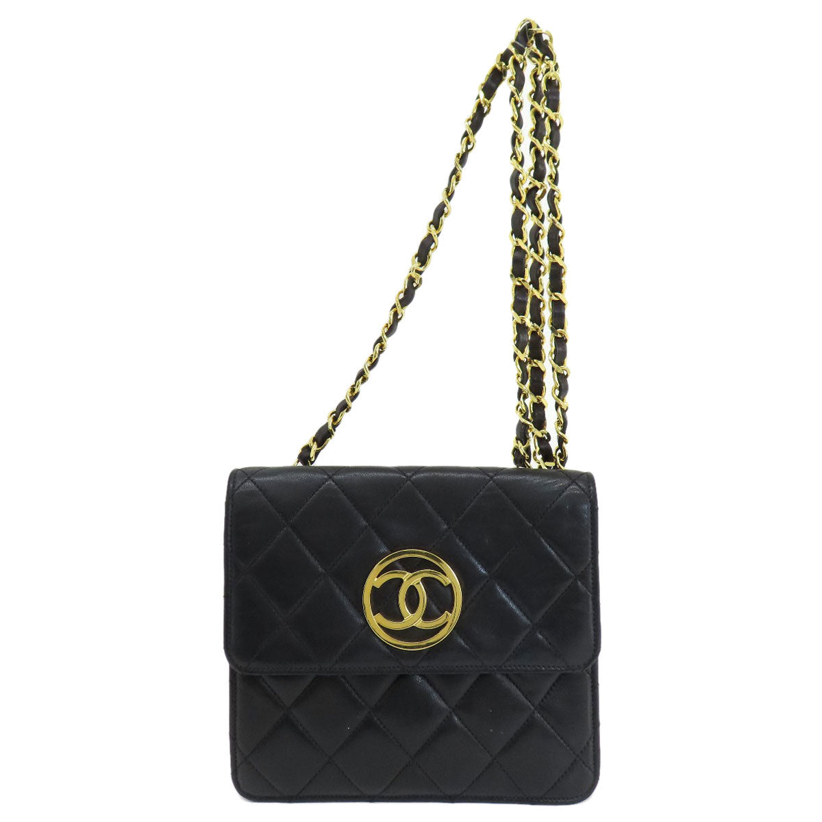 Chanel lambskin COCO Mark Matelasse Black Gold Shoulder Bag