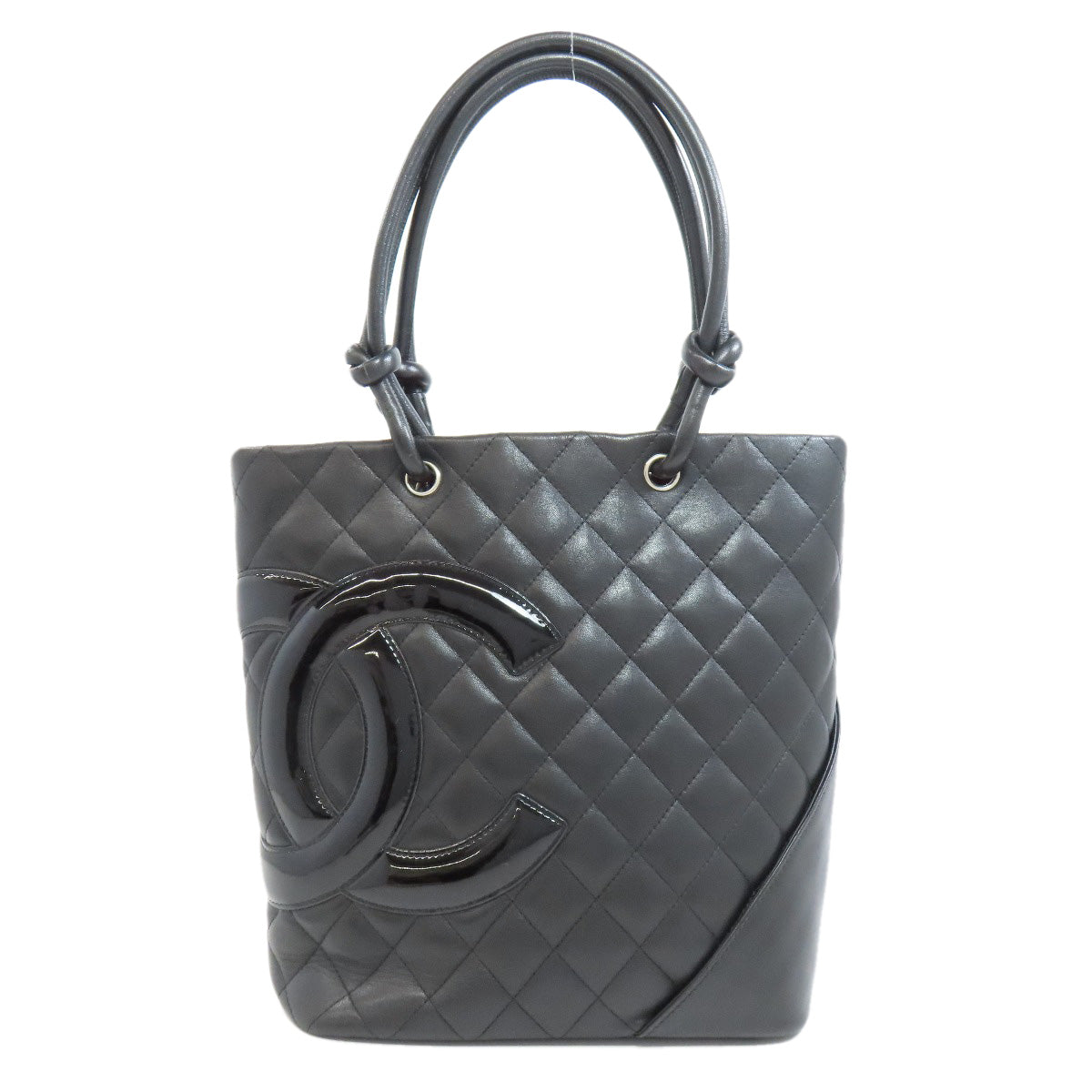 Chanel Calfskin Cambon Line SilverMetal Black Tote Bag