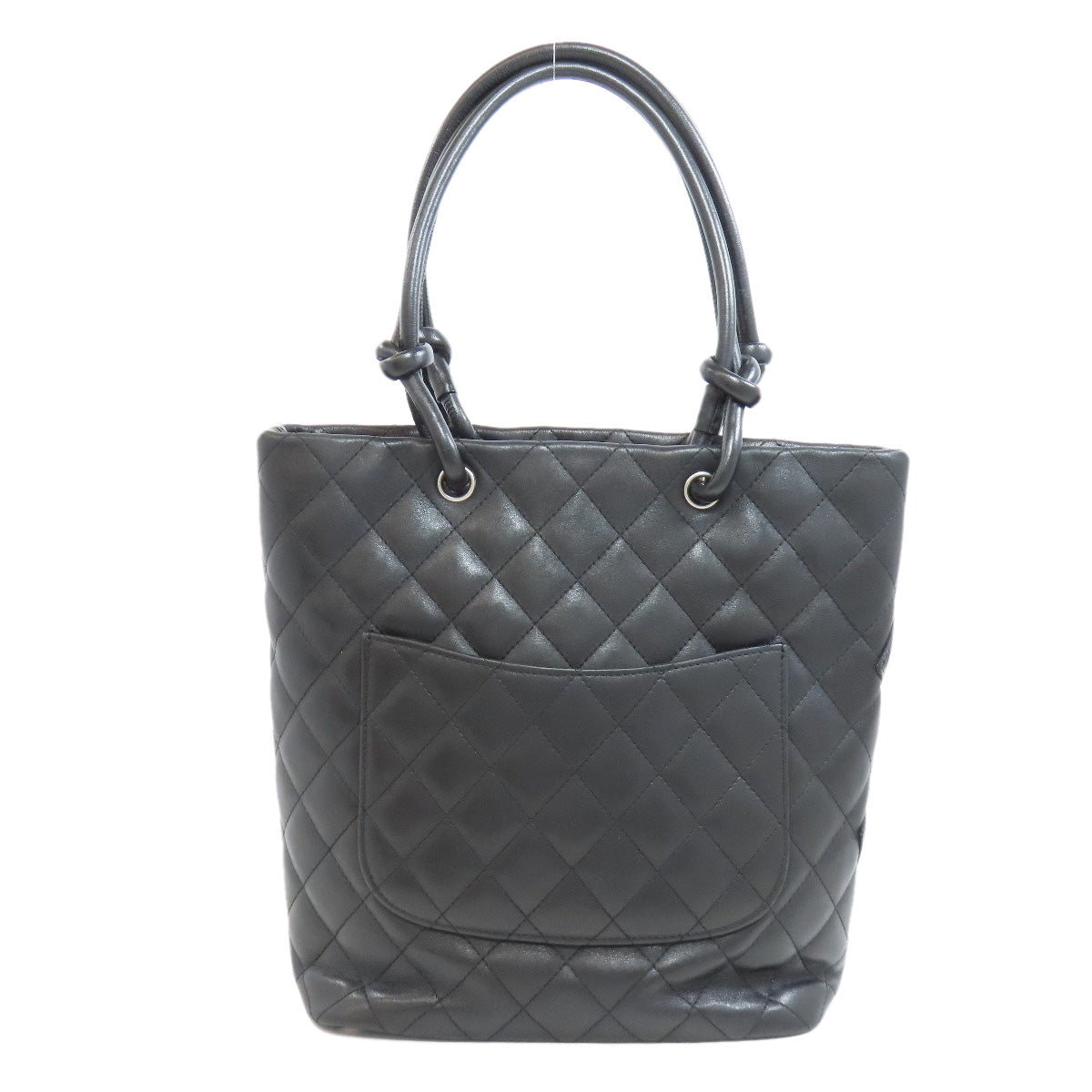Chanel Calfskin Cambon Line SilverMetal Black Tote Bag