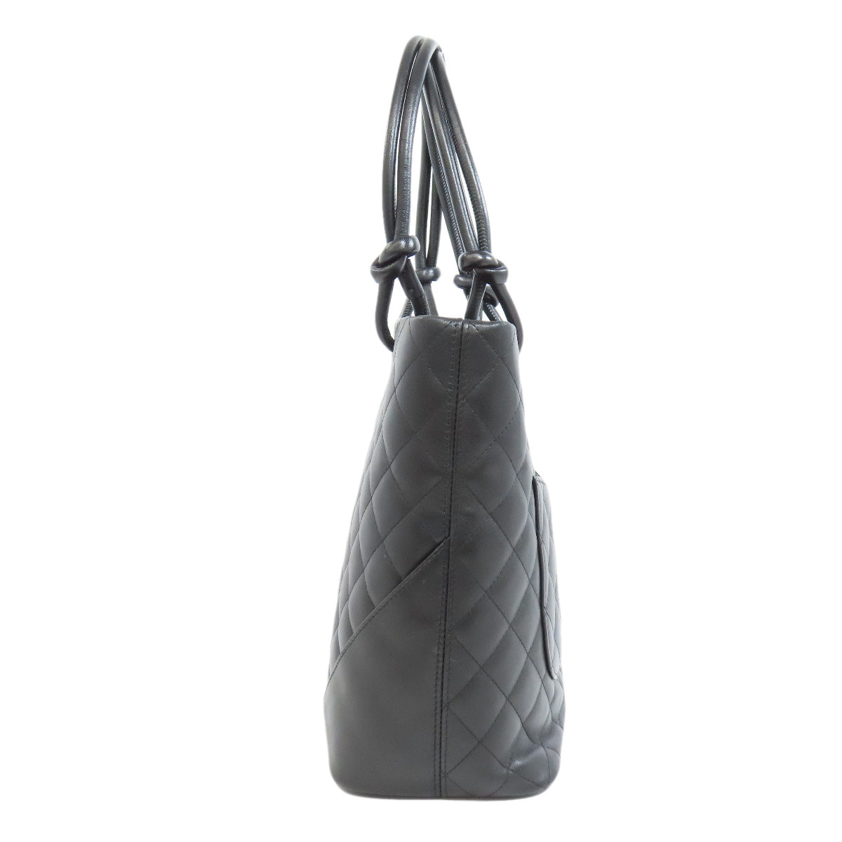Chanel Calfskin Cambon Line SilverMetal Black Tote Bag
