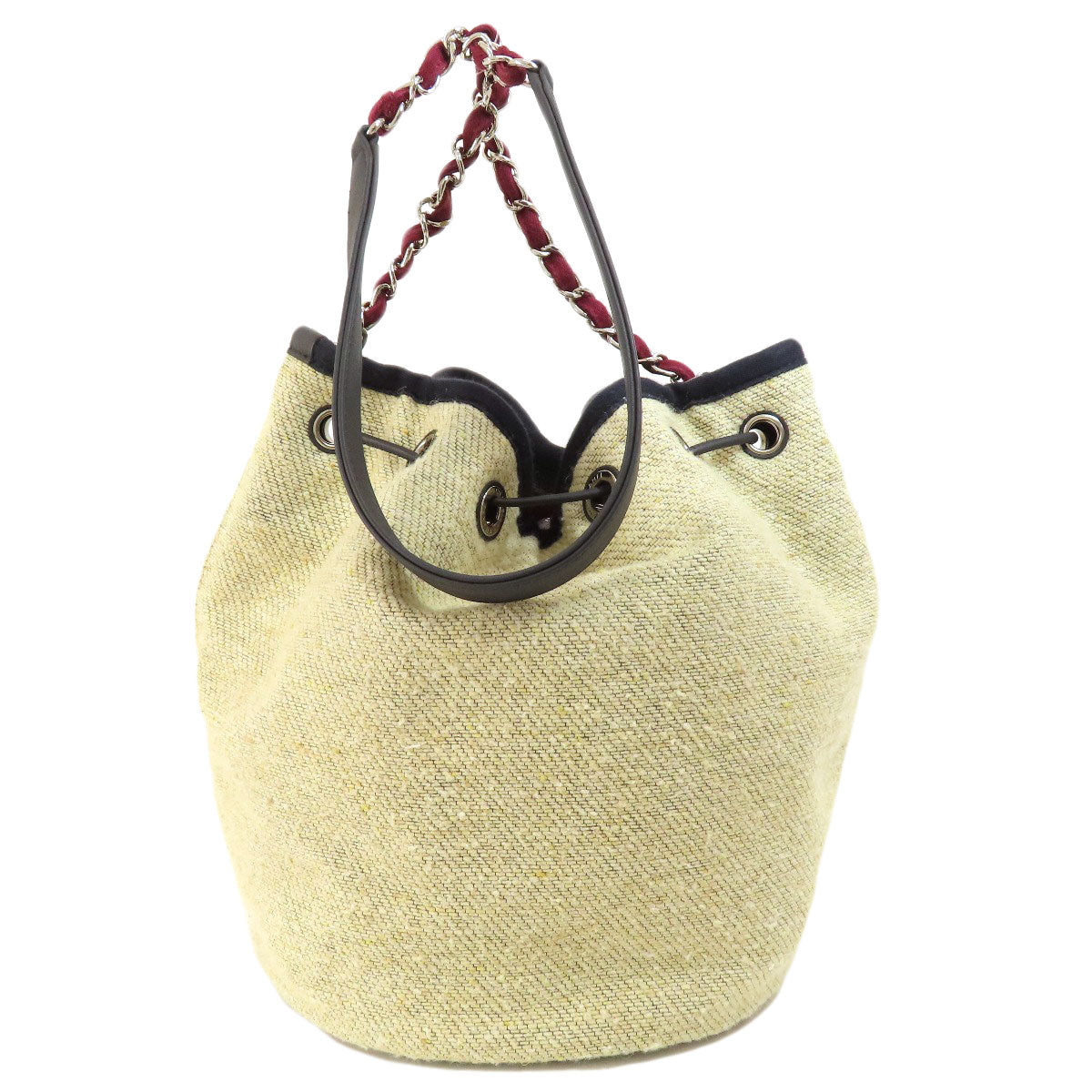 Chanel Deauville Drawstring SilverMetal Beige Canvas Jewelry