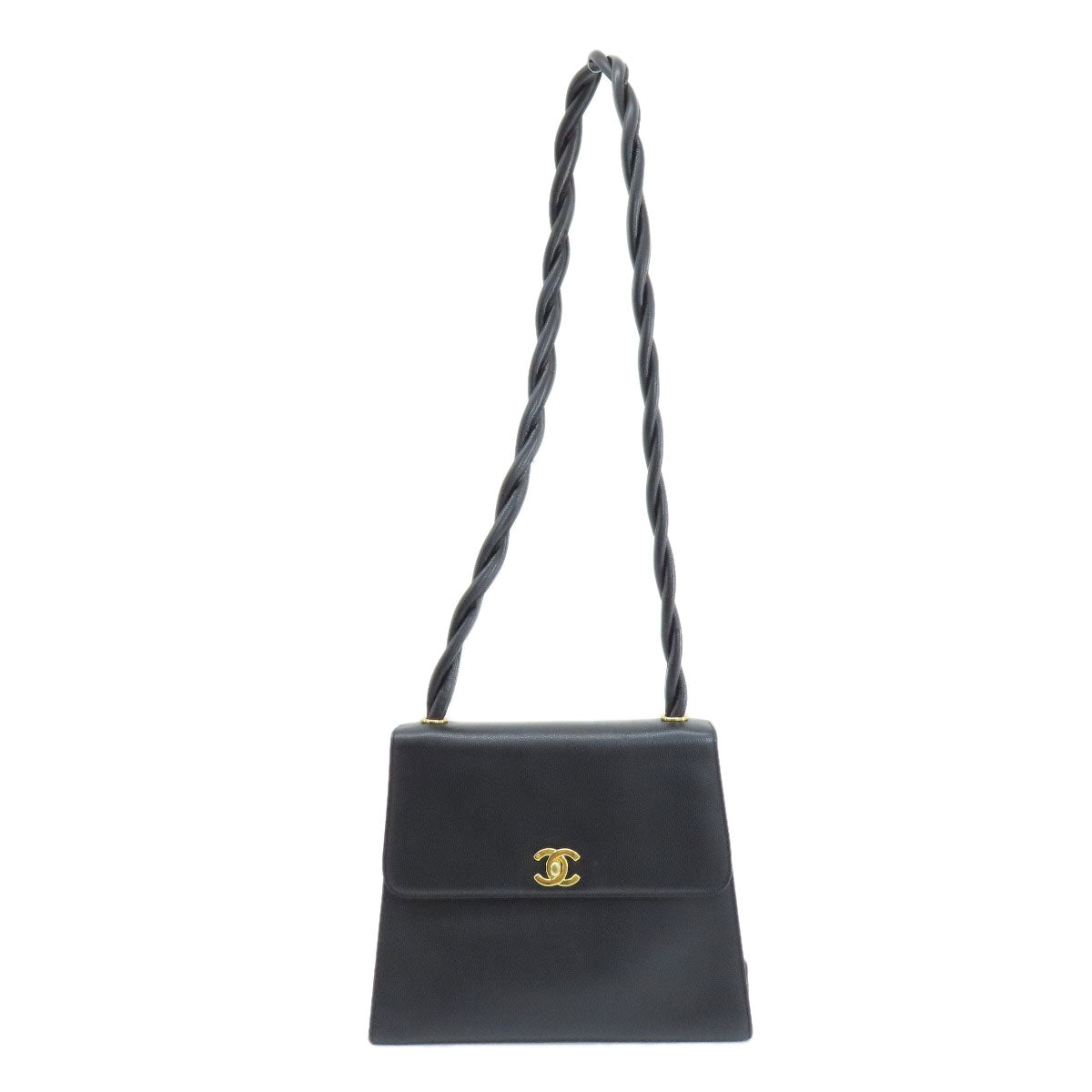 Chanel Grained Calfskin Skin COCO Mark Black Gold Shoulder Bag