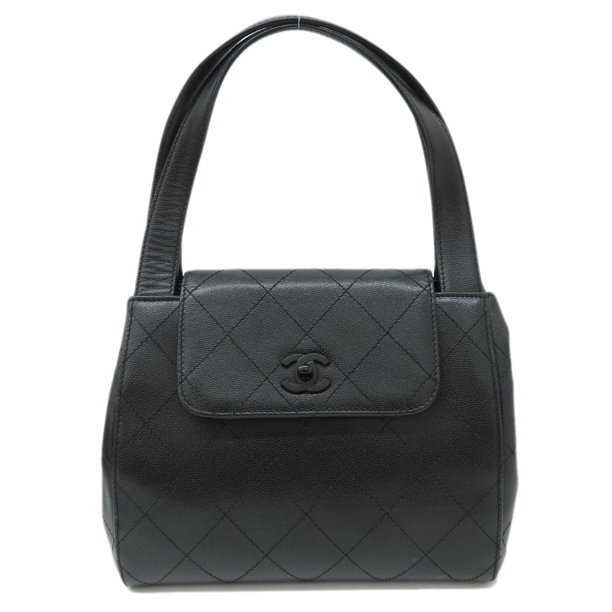 Chanel Grained Calfskin Skin COCO Mark Black Handbag 2