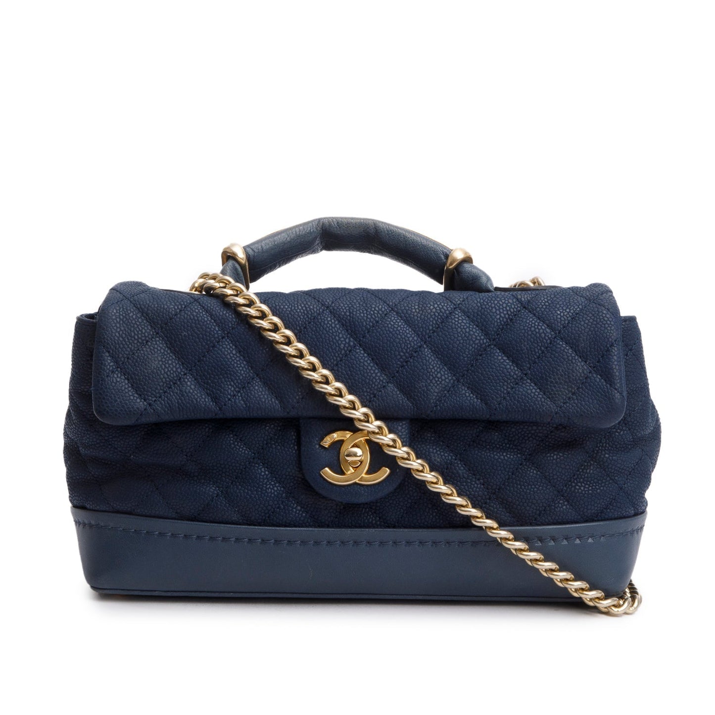 Chanel Navy Caviar Quilted Globe Trotter Travel Bag