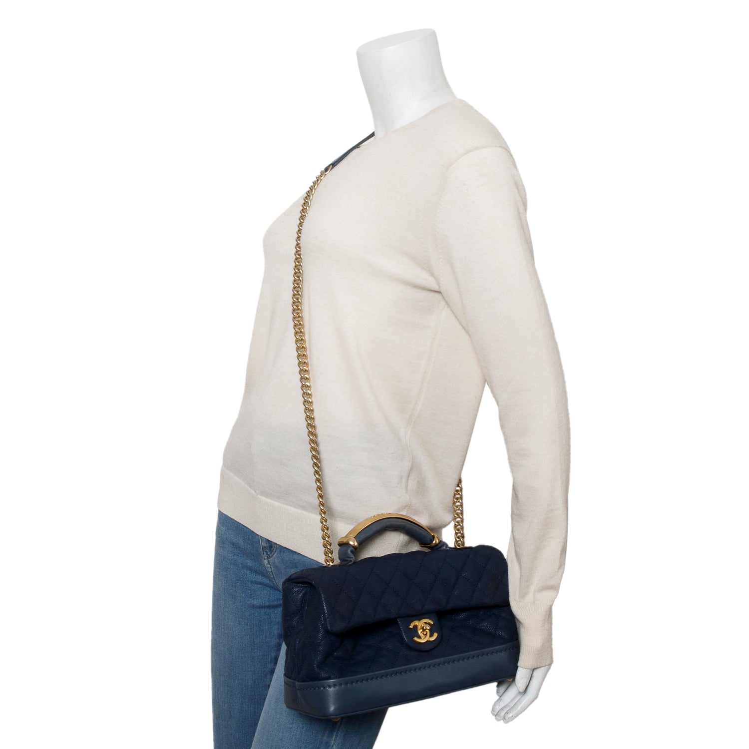 Chanel Navy Caviar Quilted Globe Trotter Travel Bag