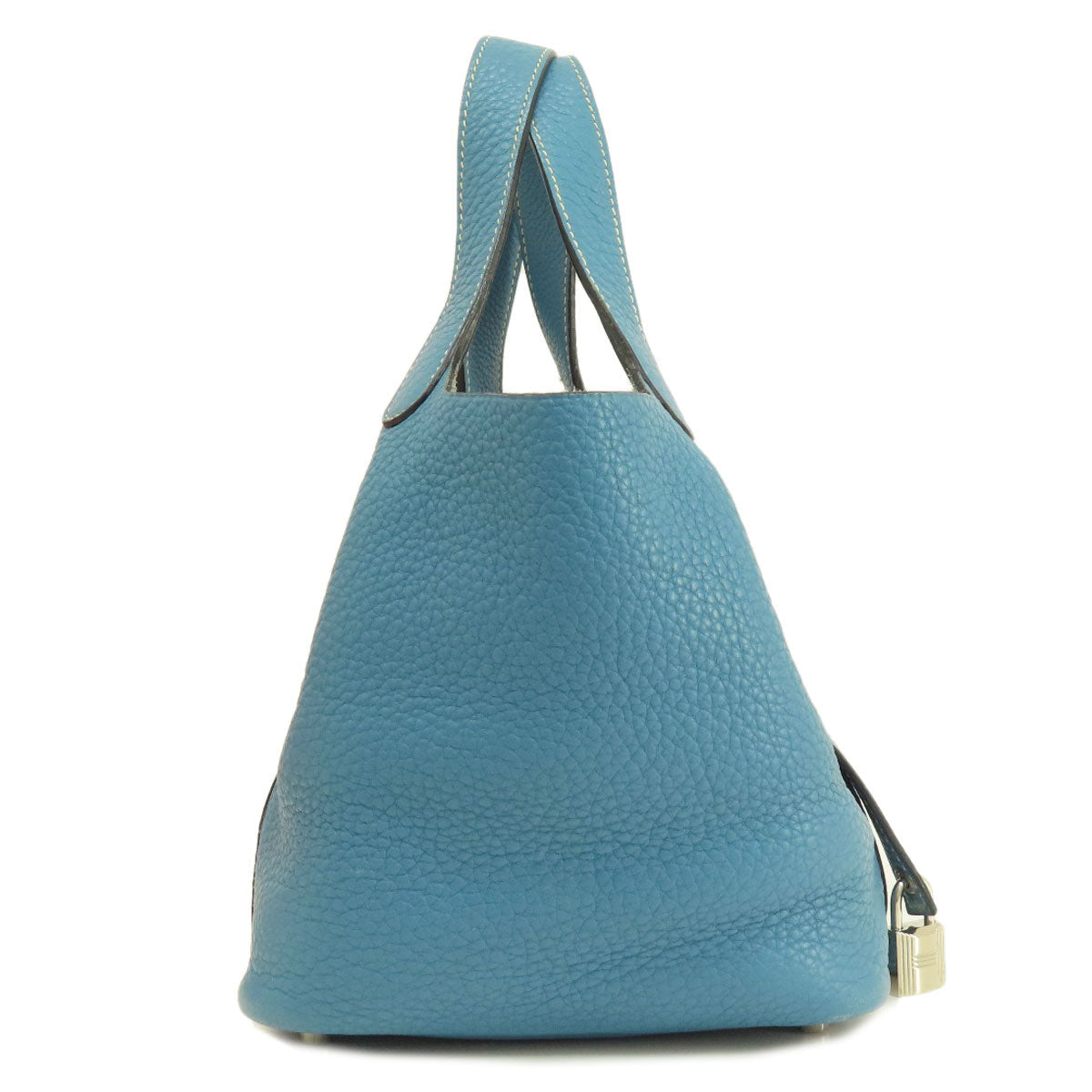 Hermes Handbag Taurillon Clemence Picotin Lock Pm Jean Women Metal Blue Silver Travel Bag