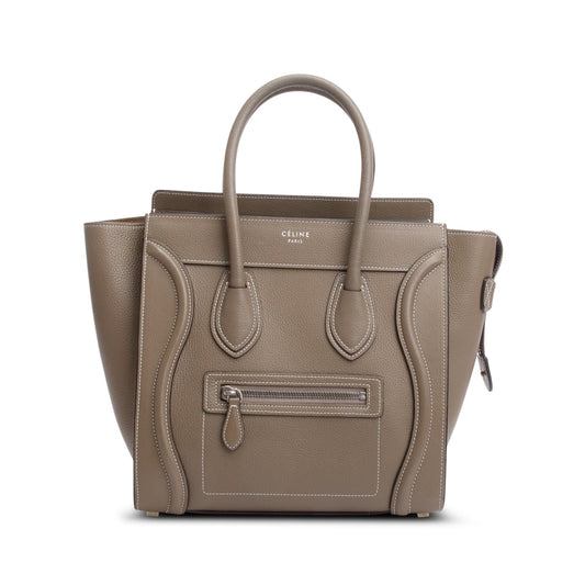 Celine Taupe Calfskin Micro Luggage Tote Handbag Tote Bag