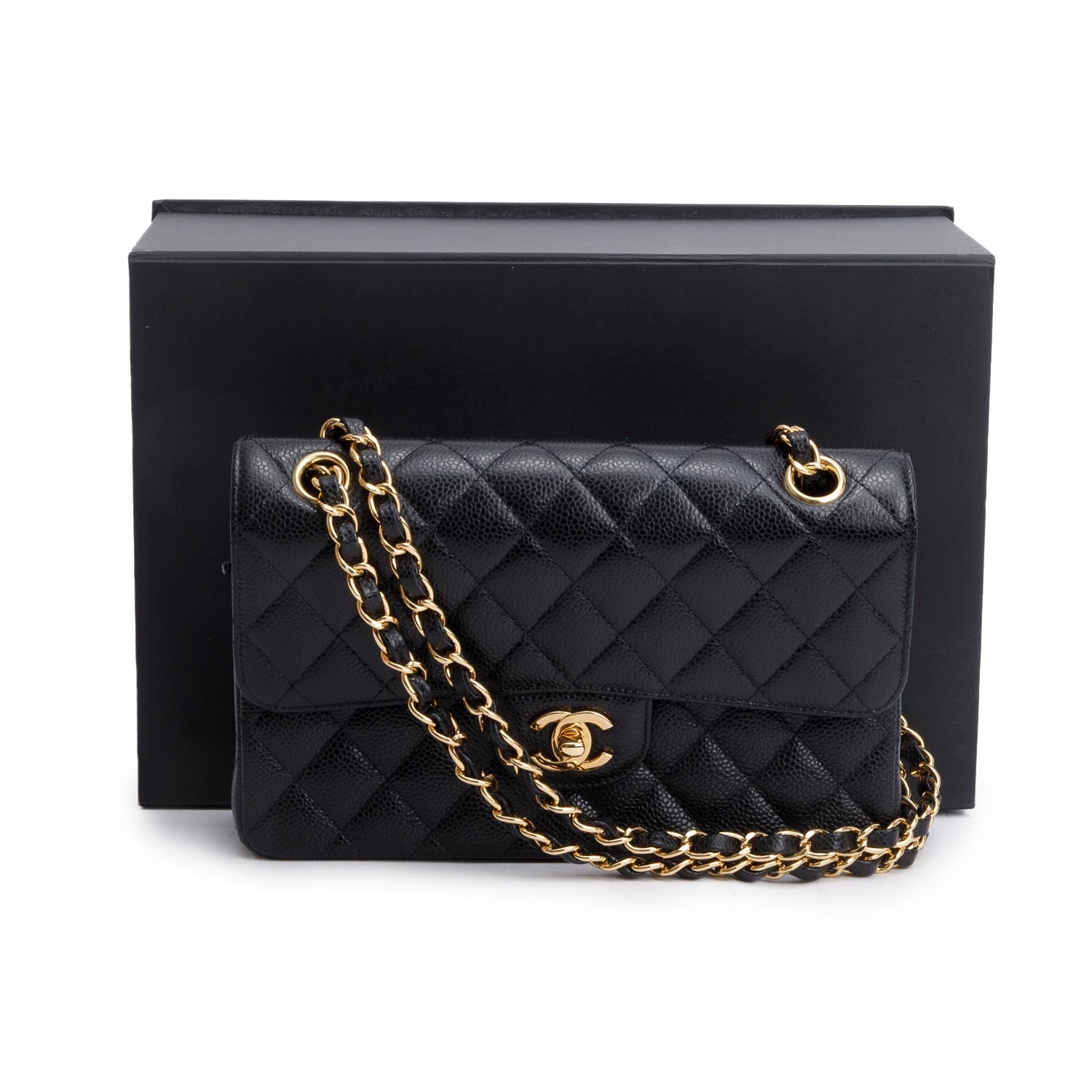 Chanel Quilted Caviar Classic Double Flap Leather Black Travel Bag 9