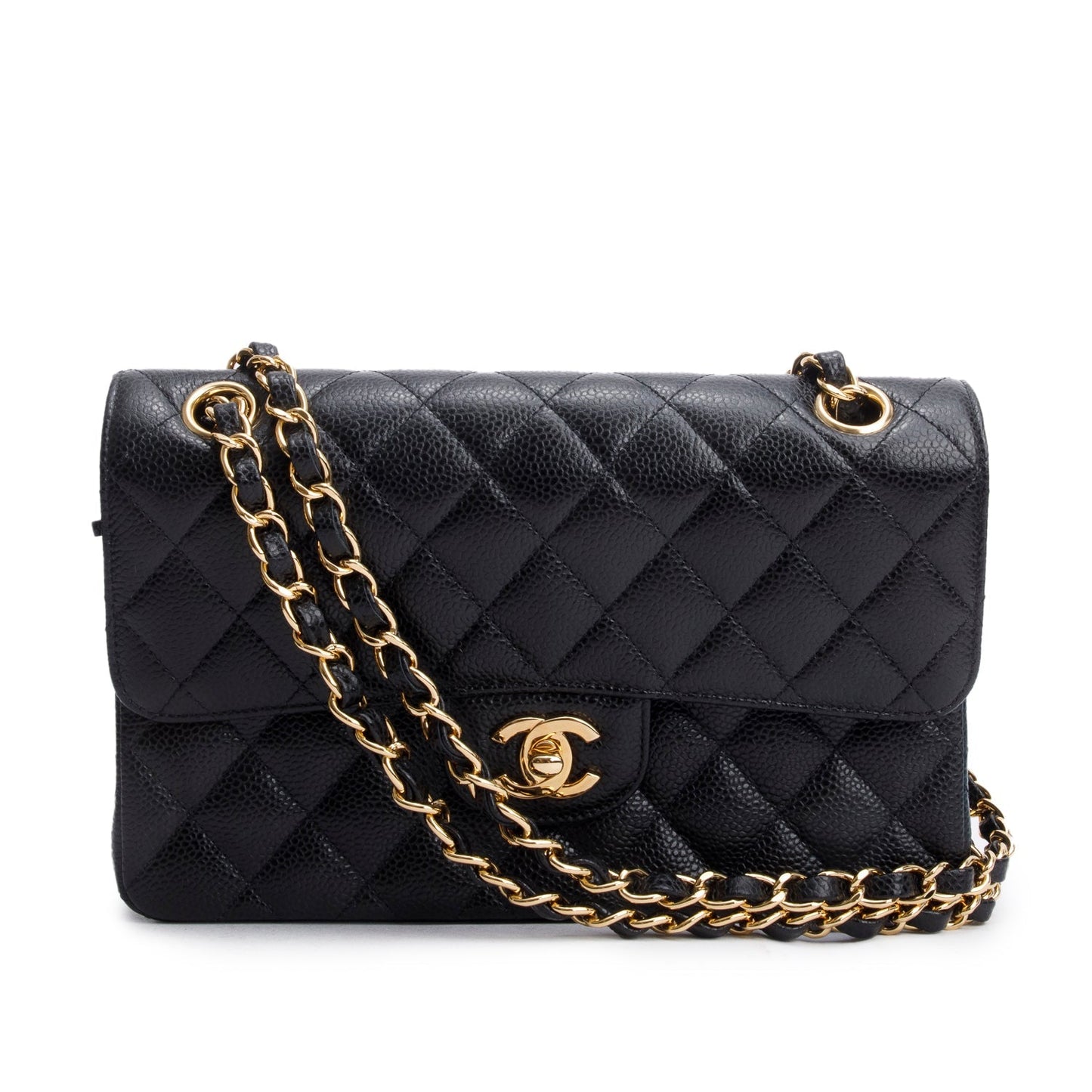 Chanel Quilted Caviar Classic Double Flap Leather Black Travel Bag 9