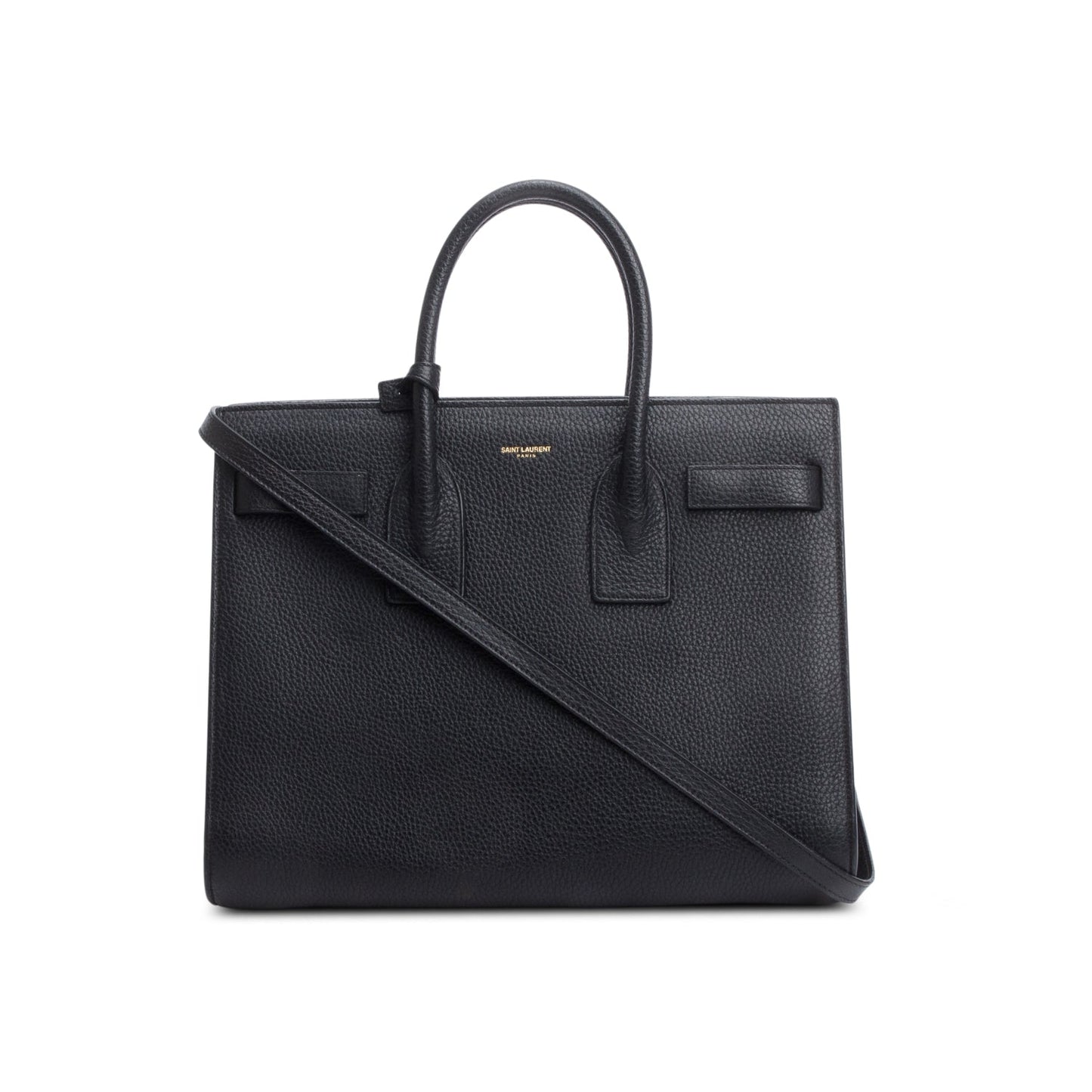 YSL Saint Laurent Grained Sac De Jour Travel Bag Leather Black
