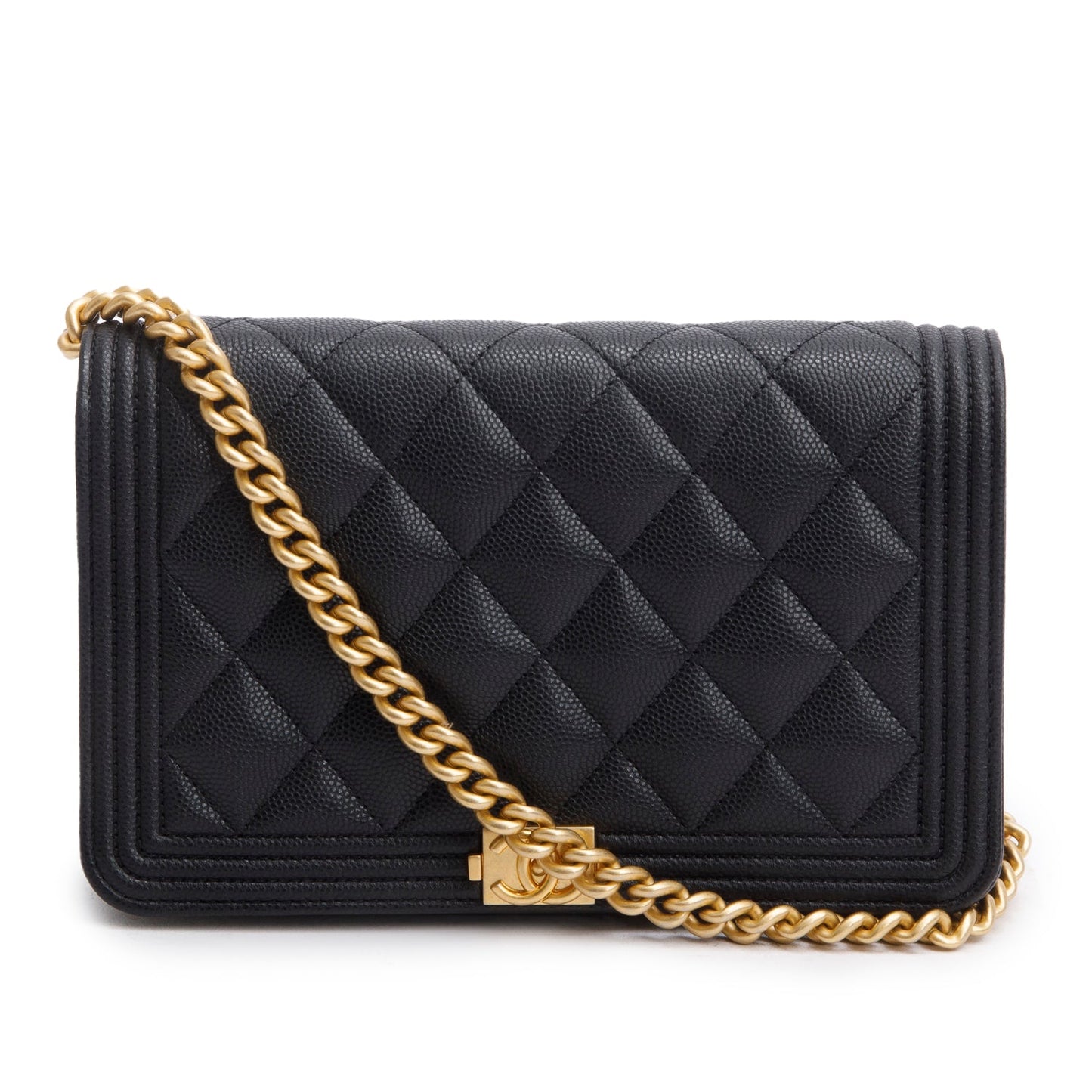 Chanel Caviar Quilted Boy on Black Wallet Case