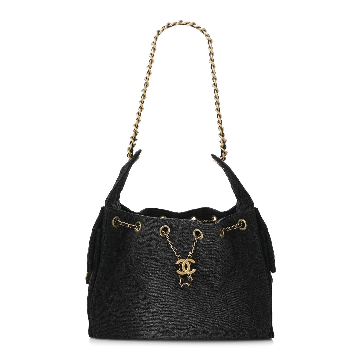 Chanel Washed Denim Quilted Small 25 Handbag Black