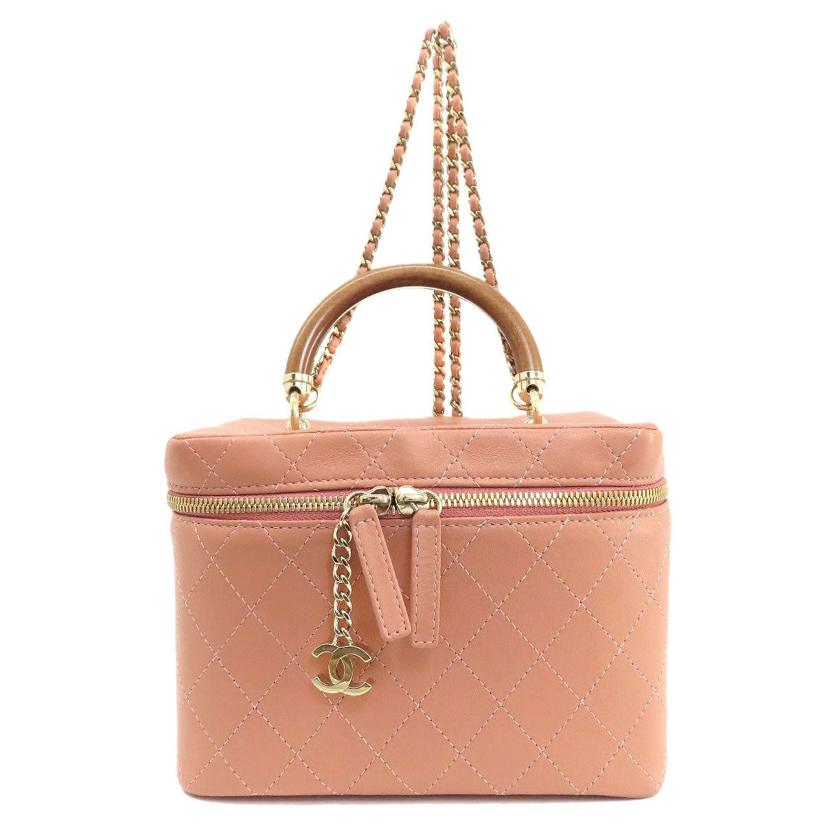 Chanel Calfskin Vanity 2WAY Pink Gold Handbag