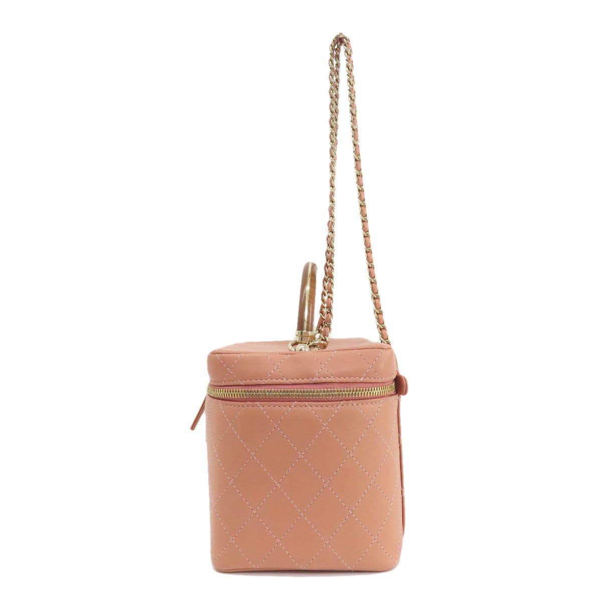 Chanel Calfskin Vanity 2WAY Pink Gold Handbag
