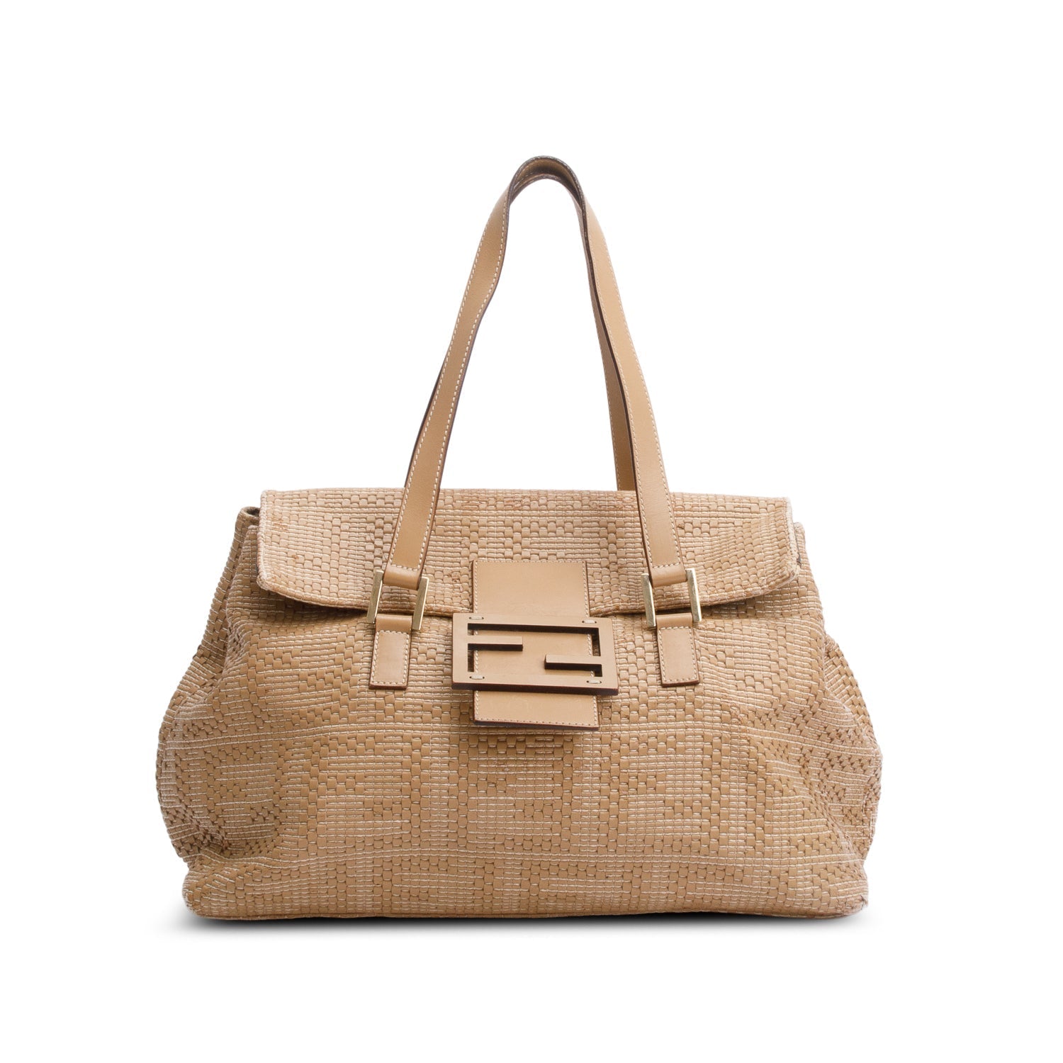 Fendi Large Mama Forever Tote Leather Woven Tote Bag