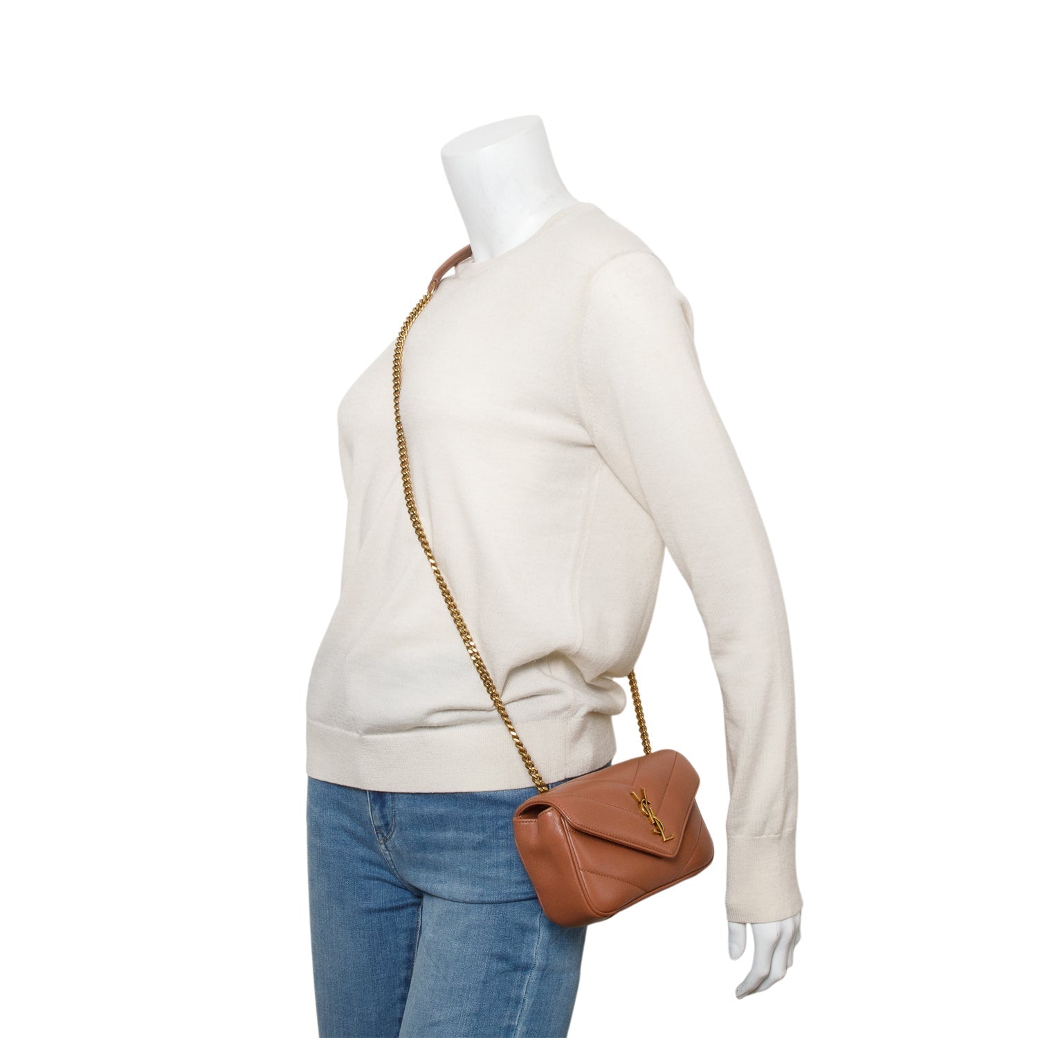 YSL Saint Laurent Lambskin Chevron Loulou Bag Pink Small Travel Bag