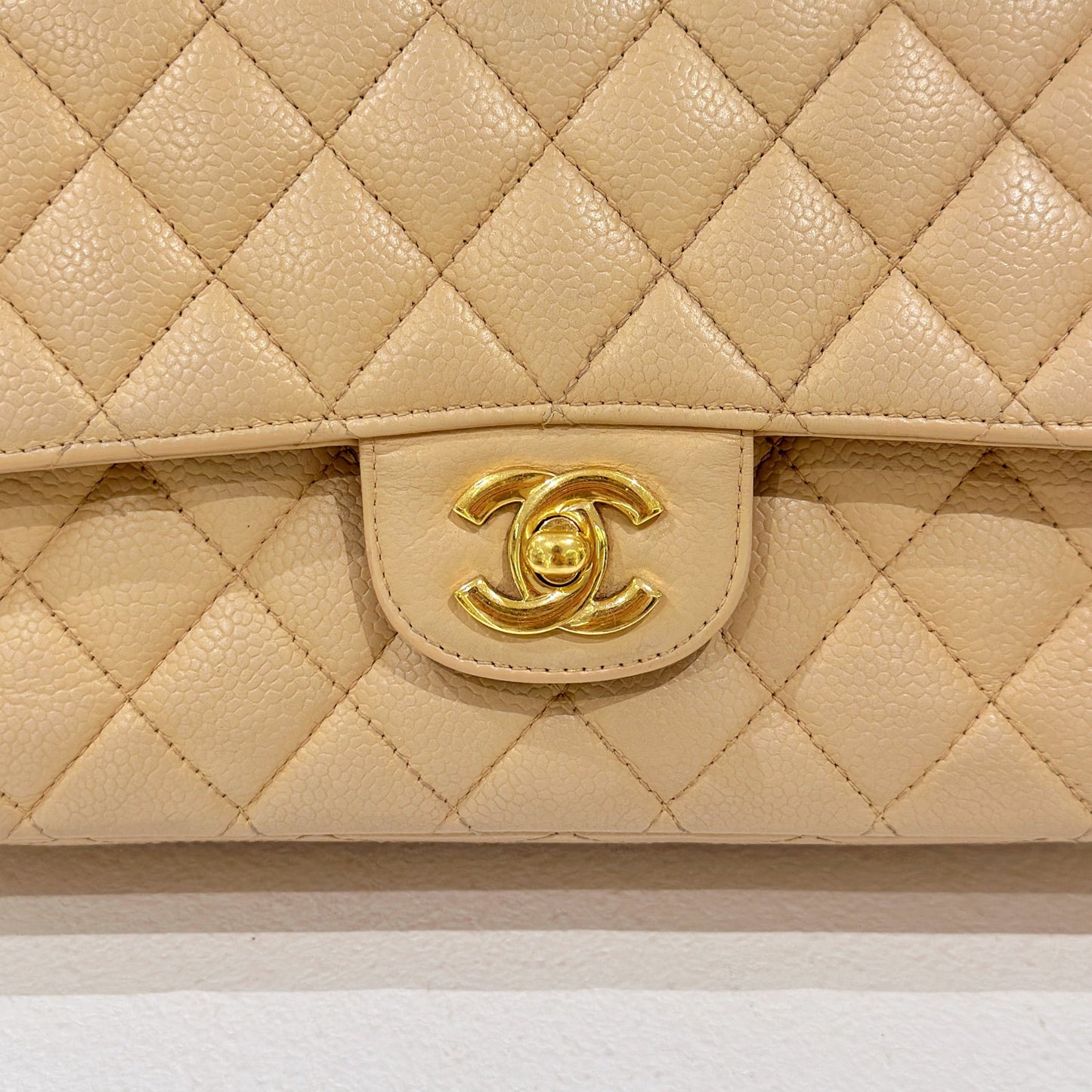 Chanel   beige class flap bag 25cm